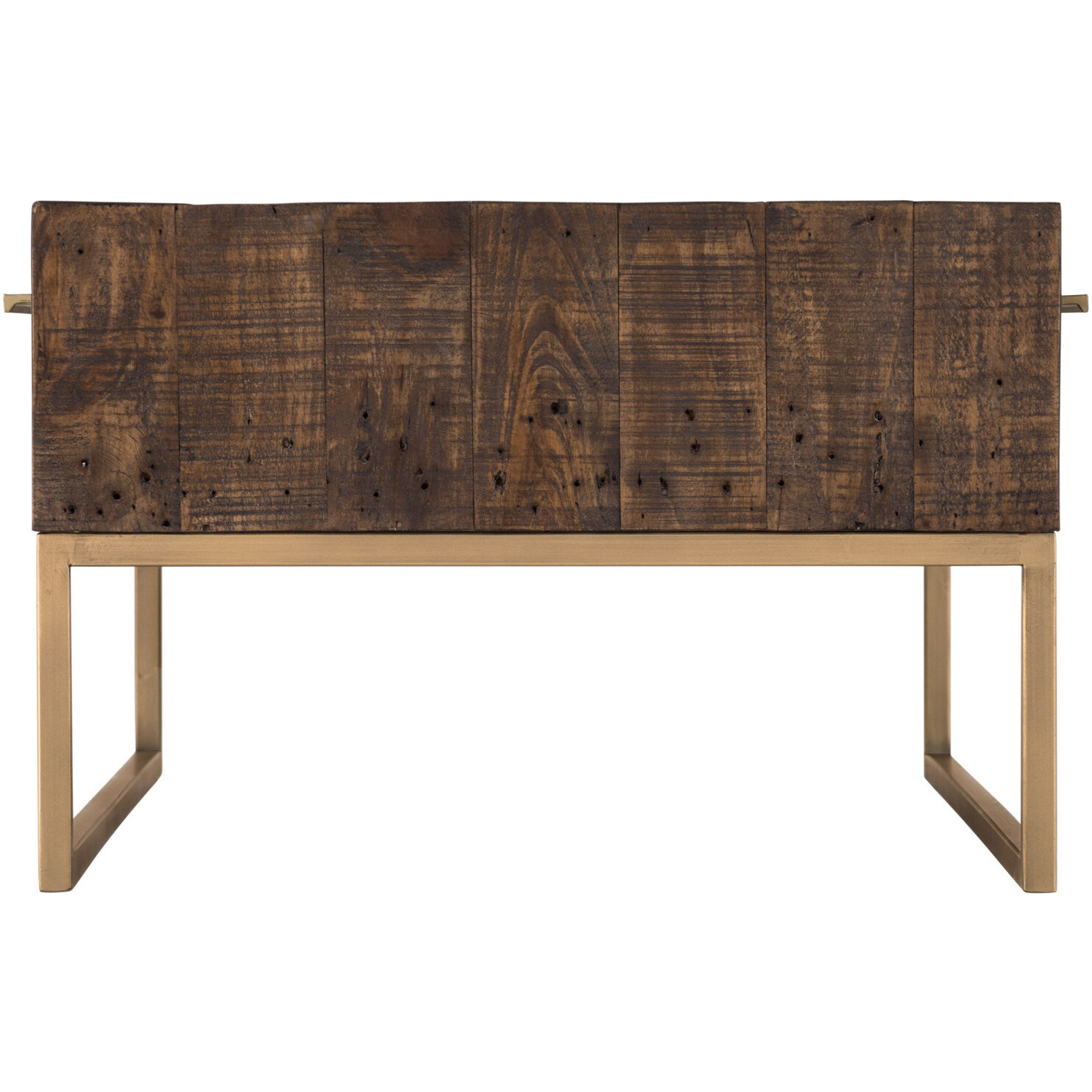 47 Gold And Dark Brown Rectangular Coffee Table With Drawers