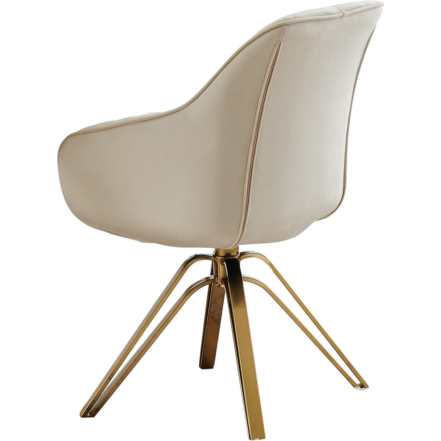23 Off White Velvet And Gold Swivel Arm Chair