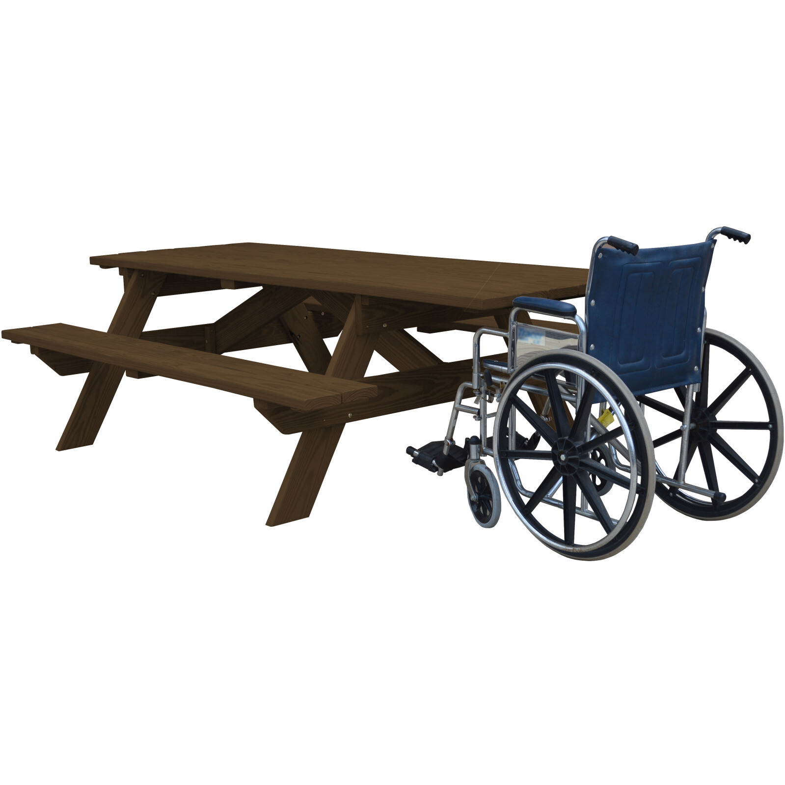 Dark Brown Solid Wood Outdoor Picnic Table