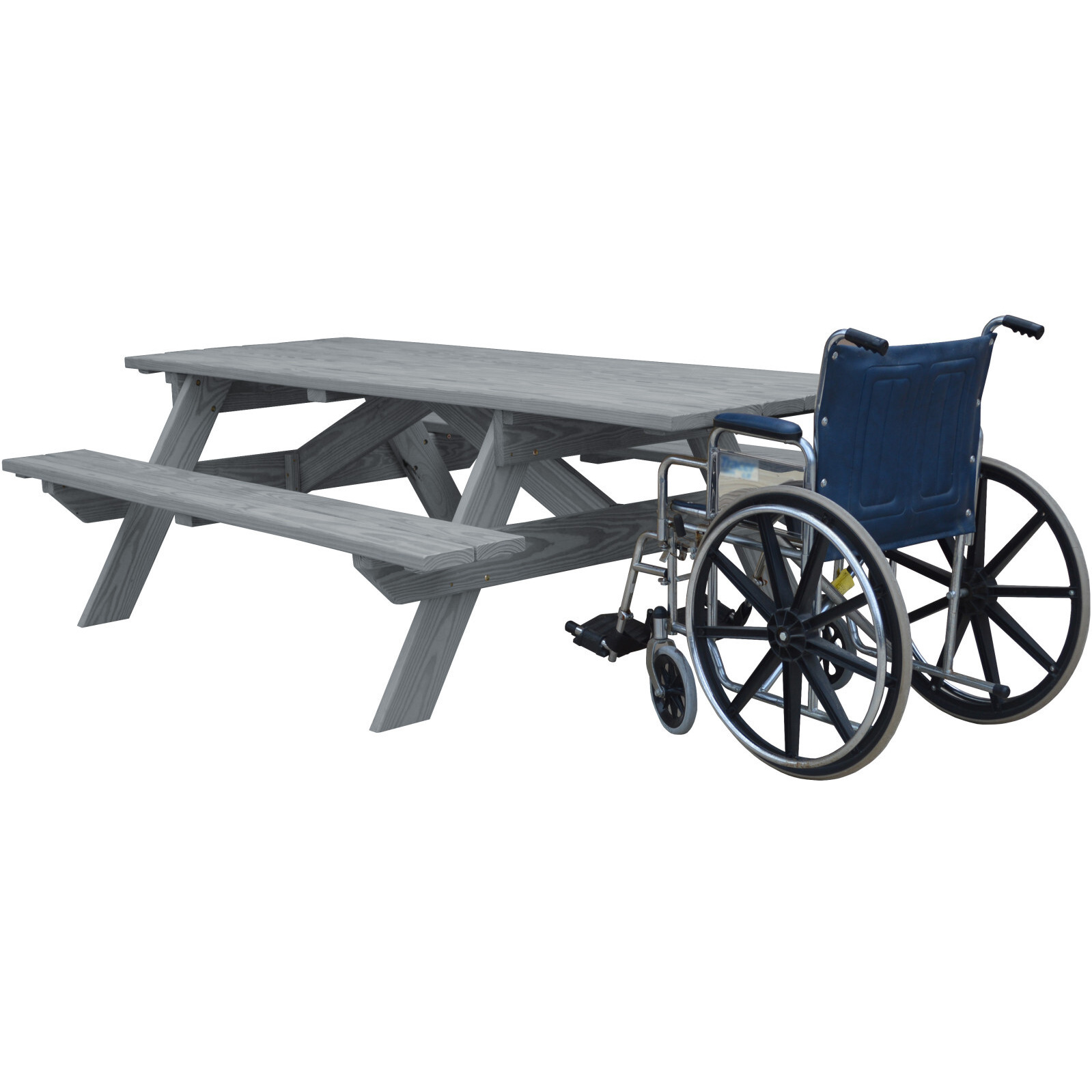 Gray Solid Wood Outdoor Picnic Table