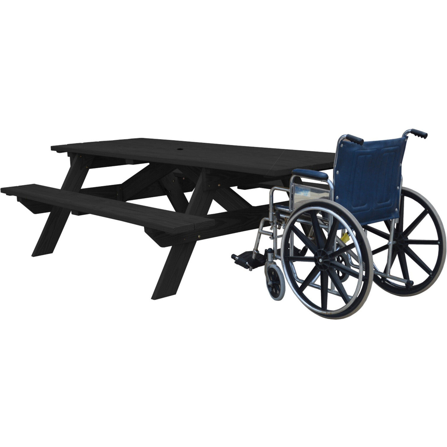Charcoal Solid Wood Outdoor Picnic Table Umbrella Hole
