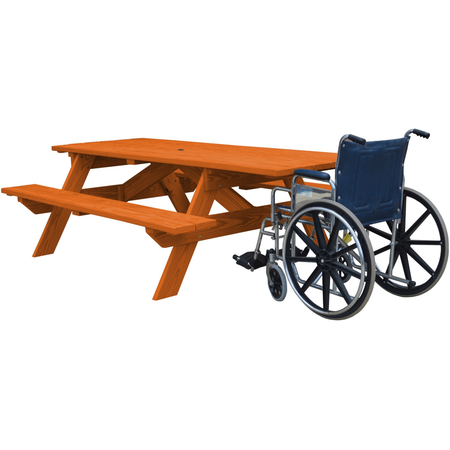 Redwood Solid Wood Outdoor Picnic Table Umbrella Hole