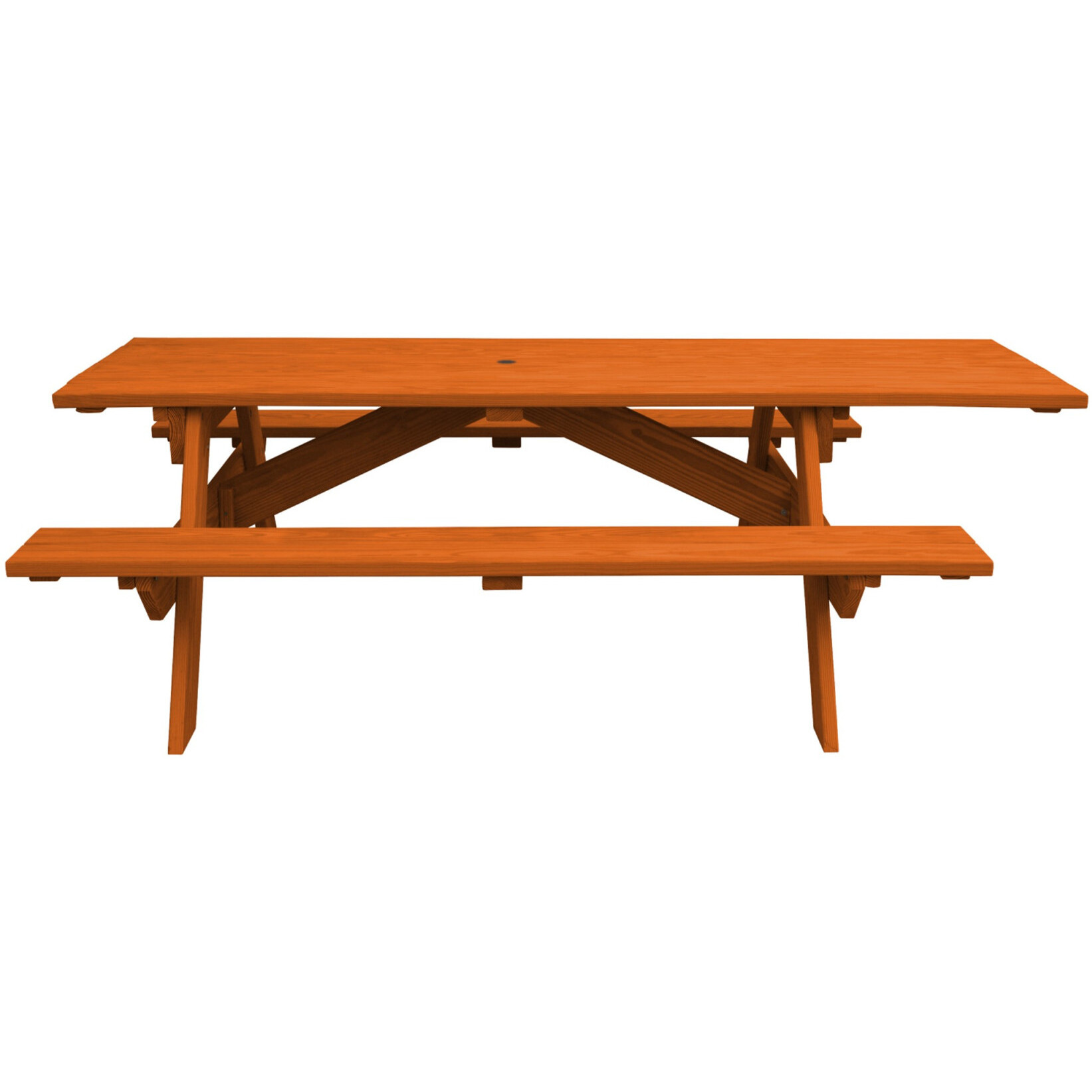 Redwood Solid Wood Outdoor Picnic Table Umbrella Hole