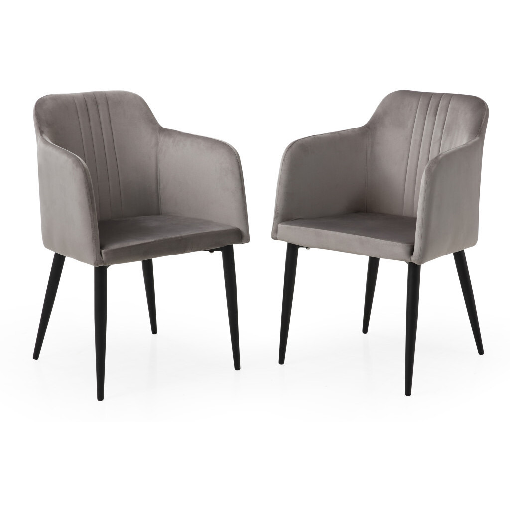 Set Of Two 23 Gray And Black Microfiber Arm Chairs