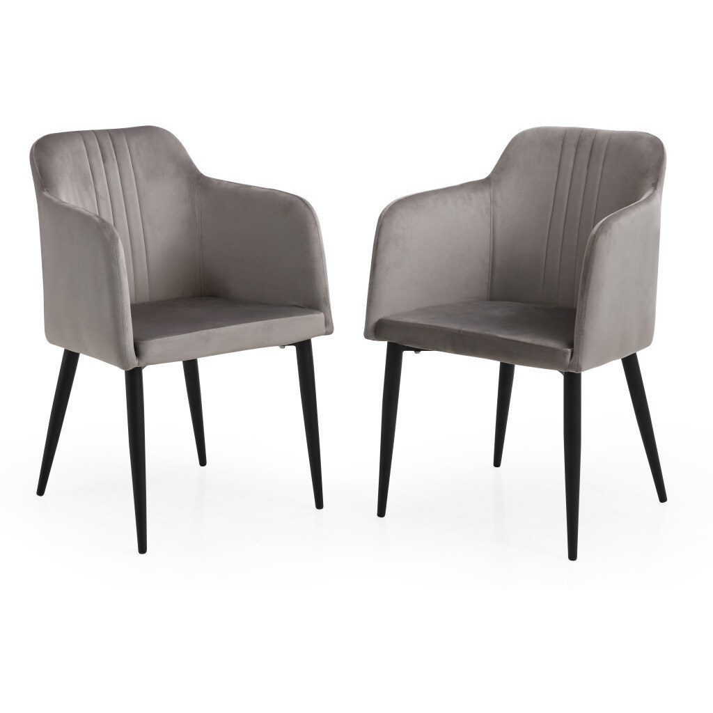 Set Of Two 23 Gray And Black Microfiber Arm Chairs