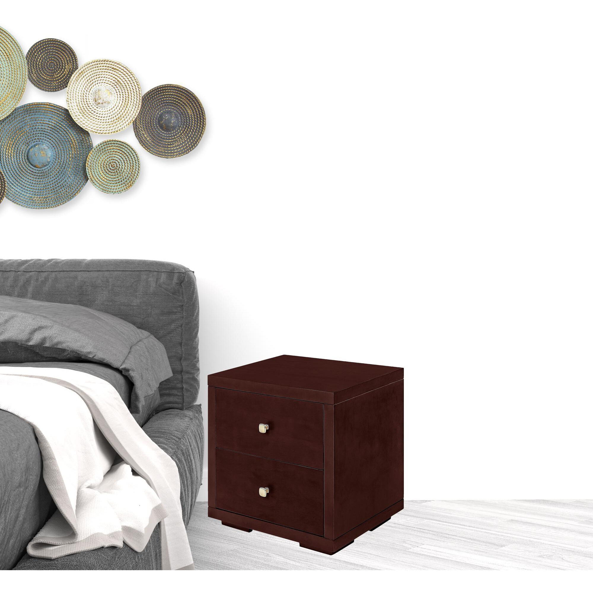 19 Espresso Two Drawer Nightstand
