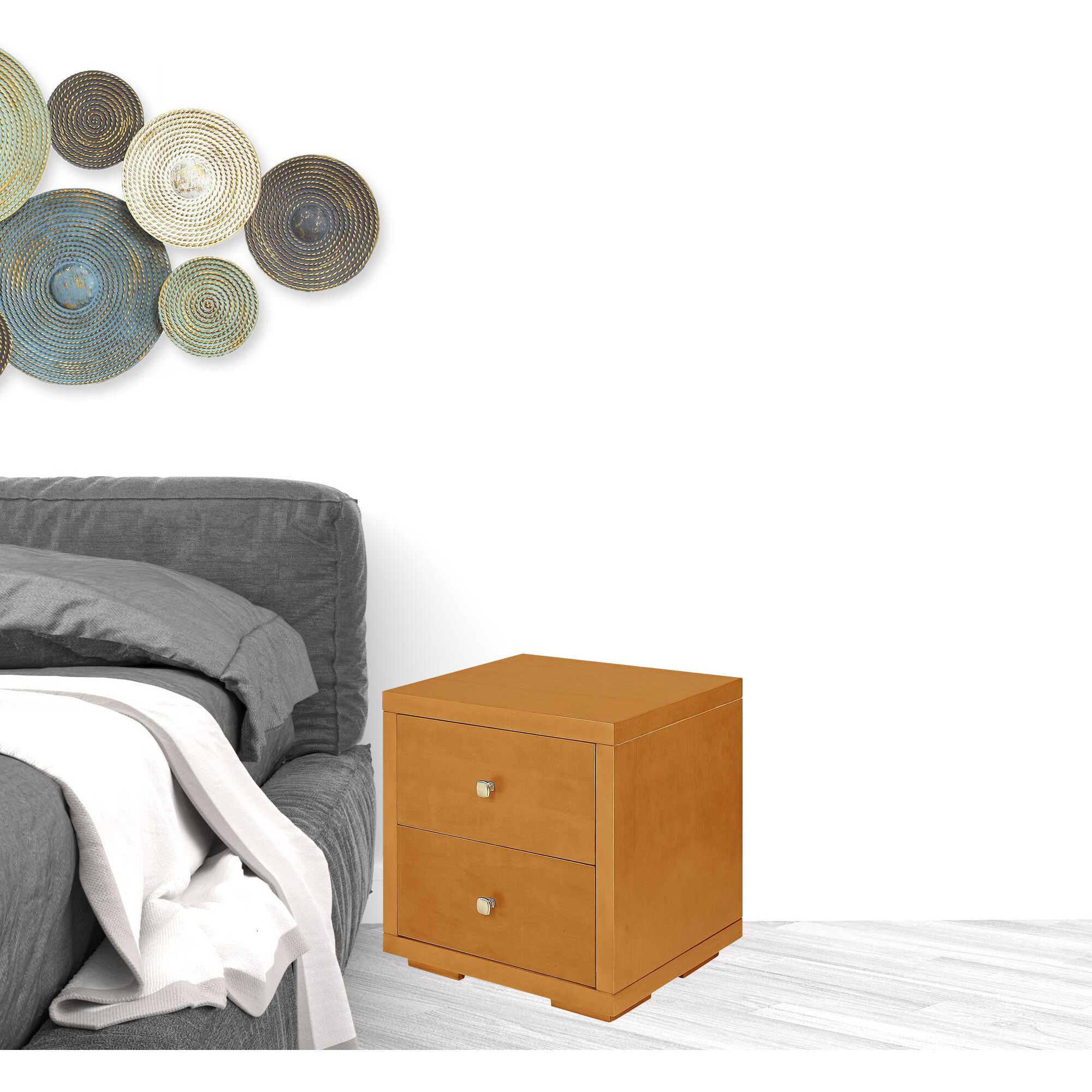 19 Oak Two Drawer Nightstand