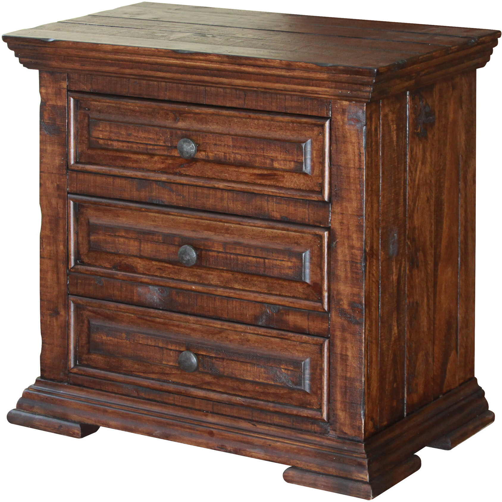32 Brown Three Drawer Nightstand