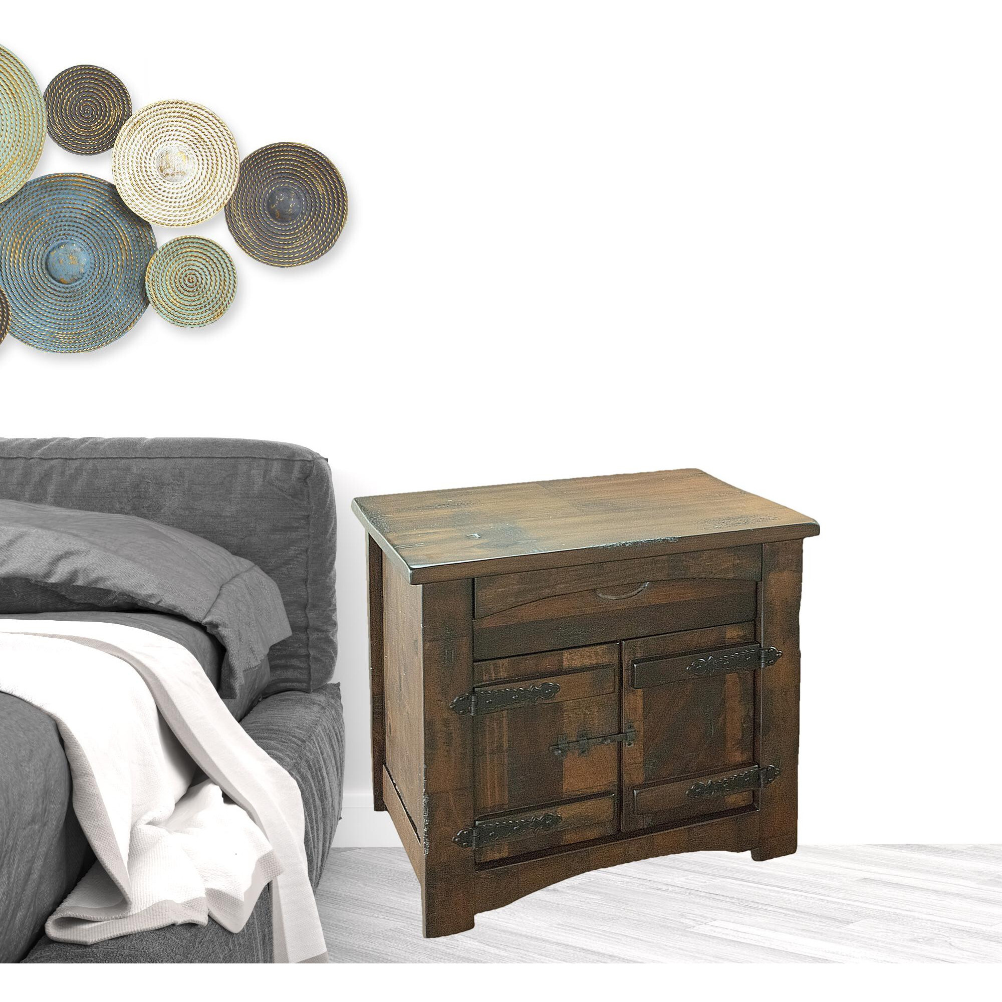 27 Brown One Drawer Nightstand