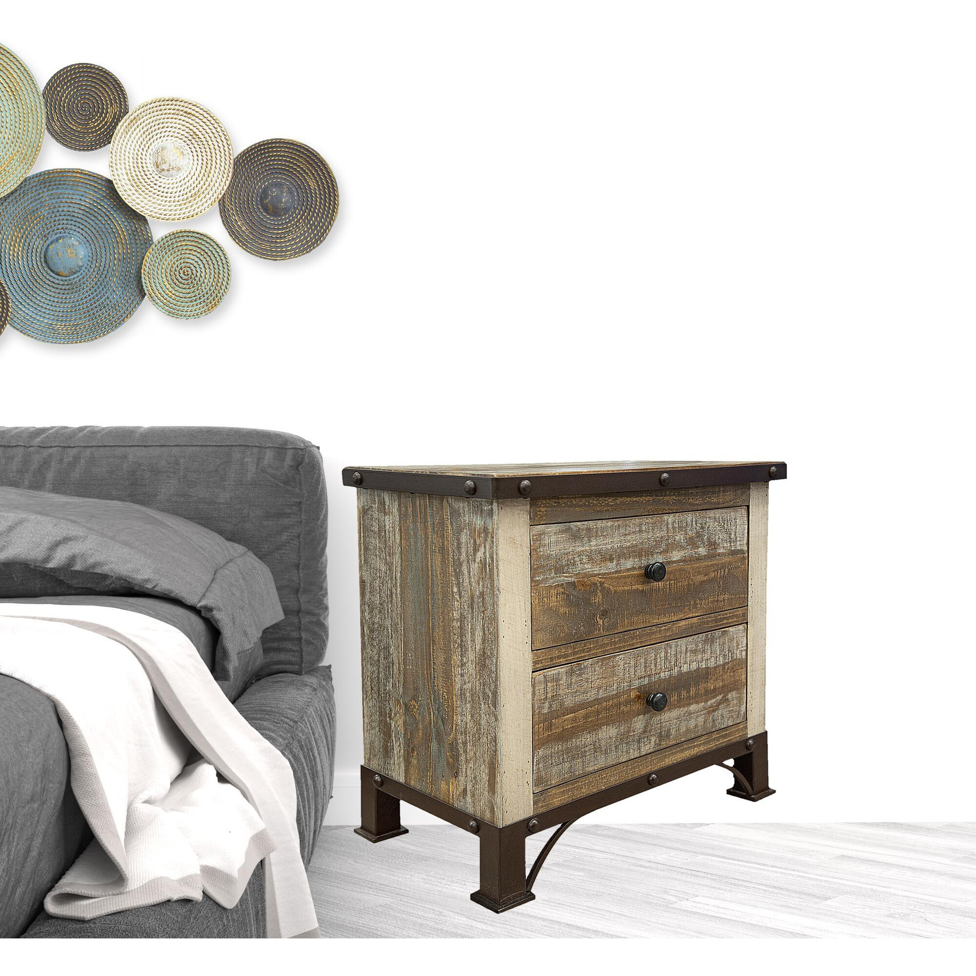 27 Brown Two Drawer Nightstand