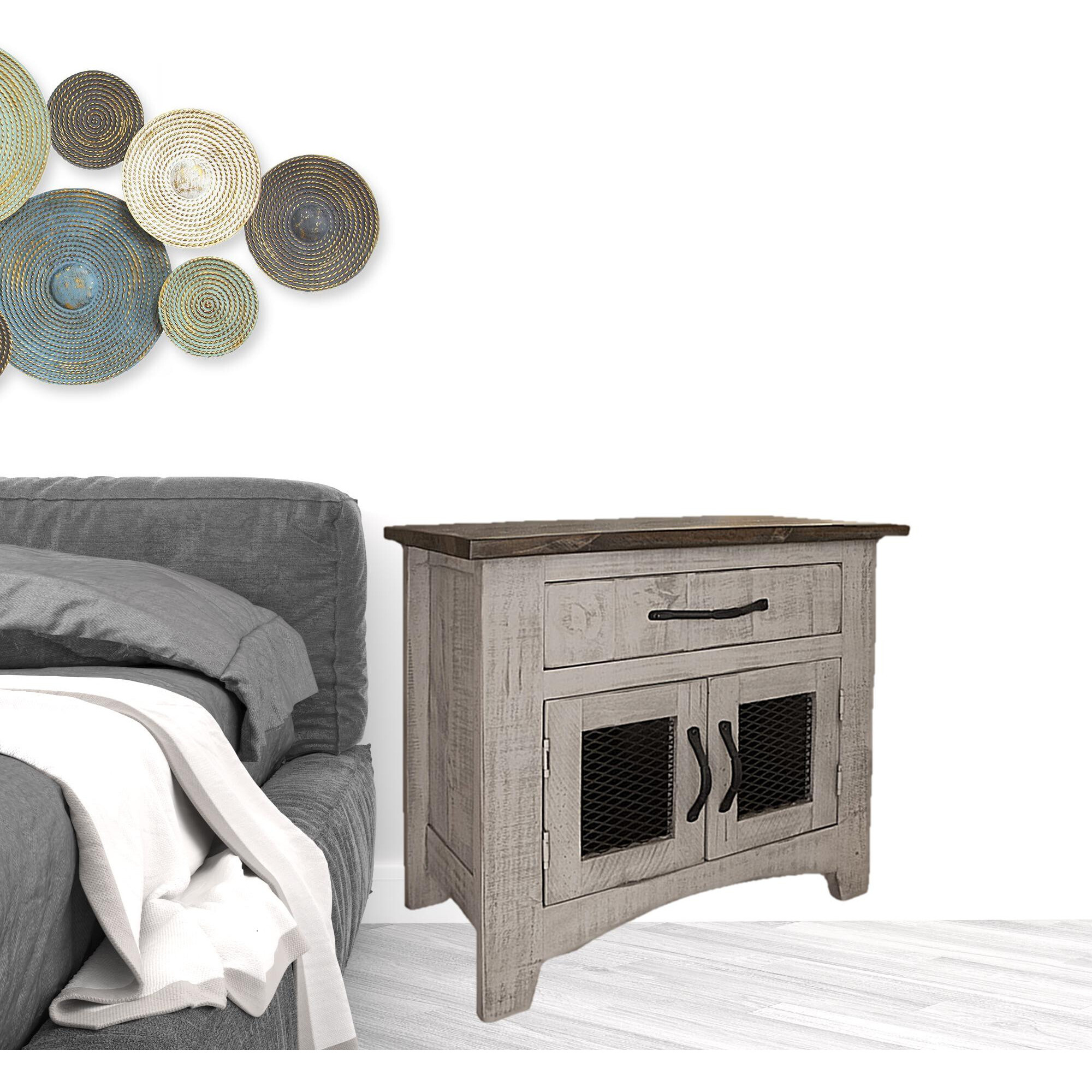 27 Gray One Drawer Nightstand