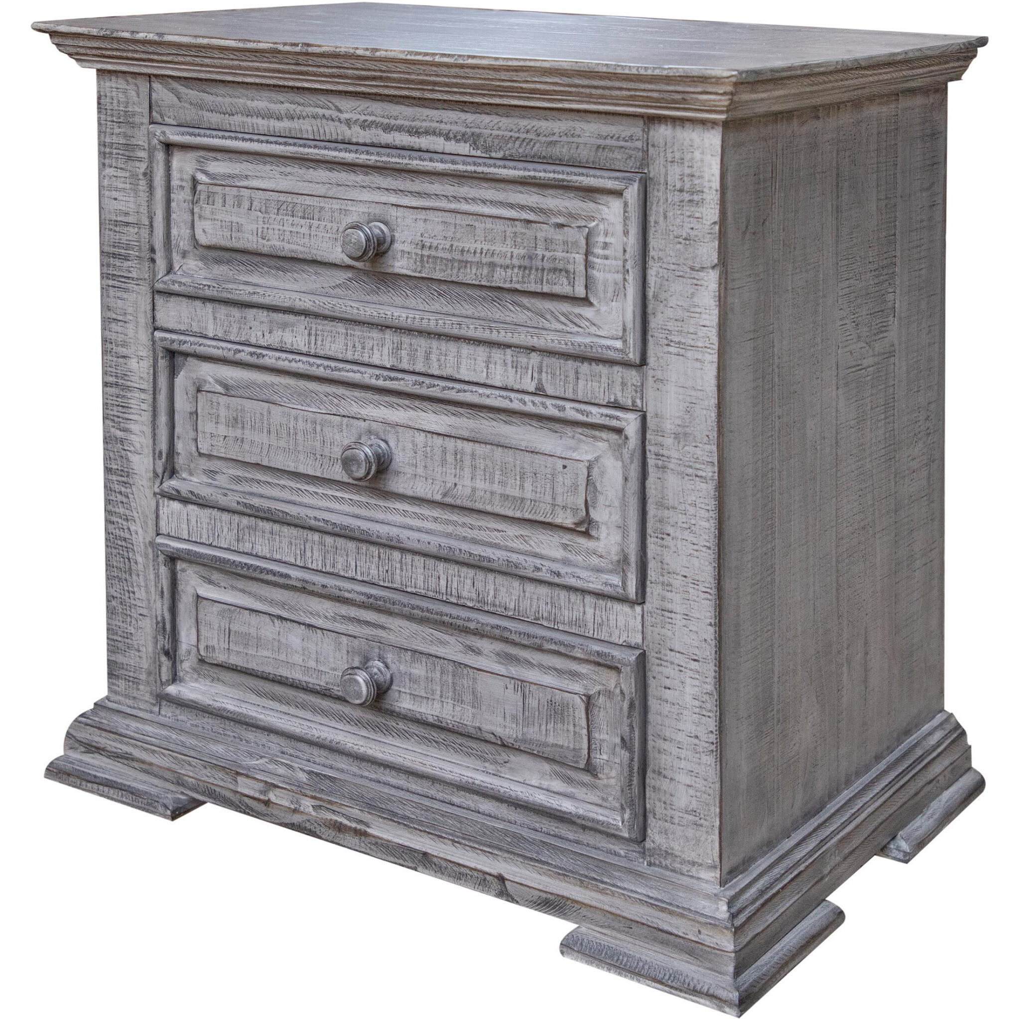 32 Gray Three Drawer Nightstand