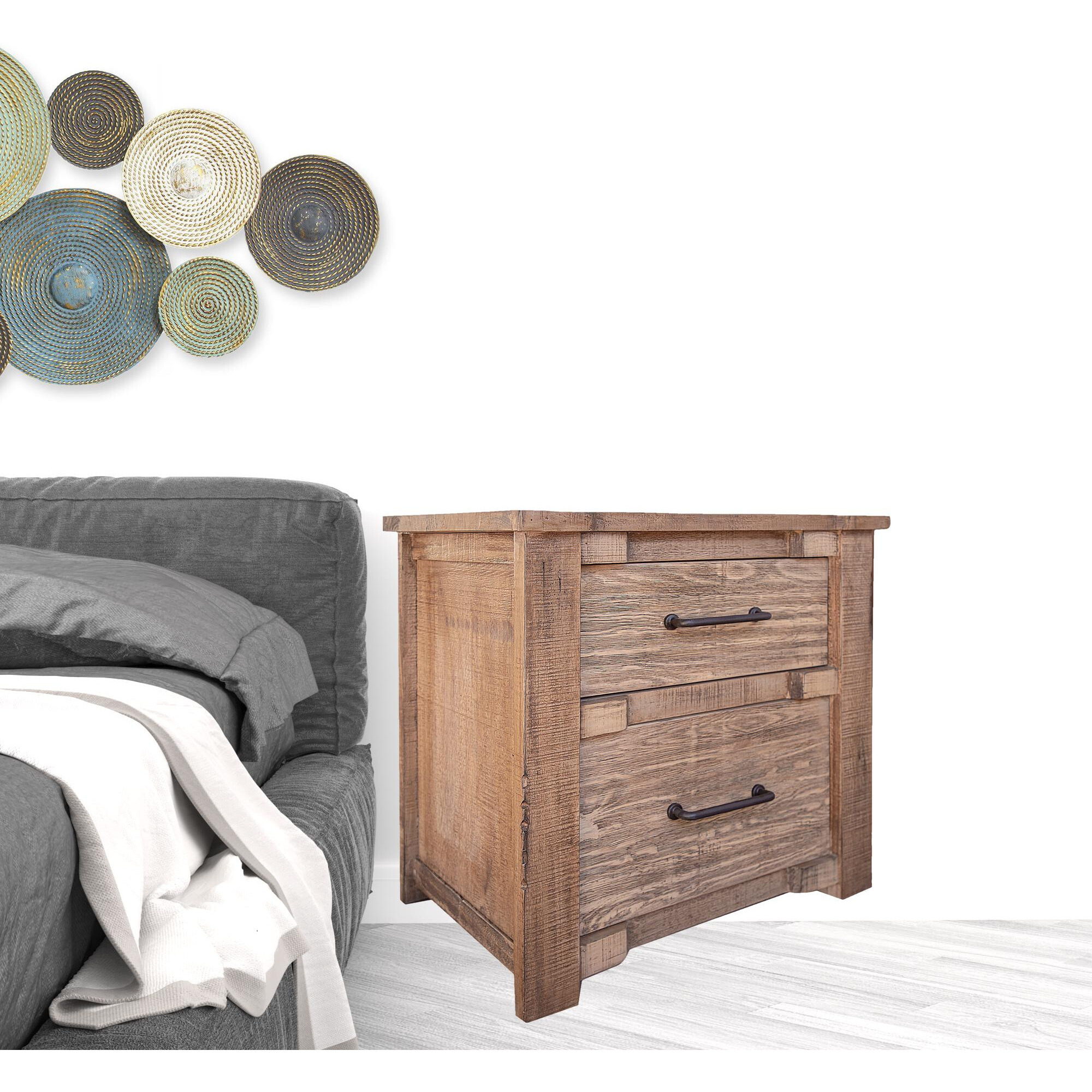 27 Brown Two Drawer Nightstand