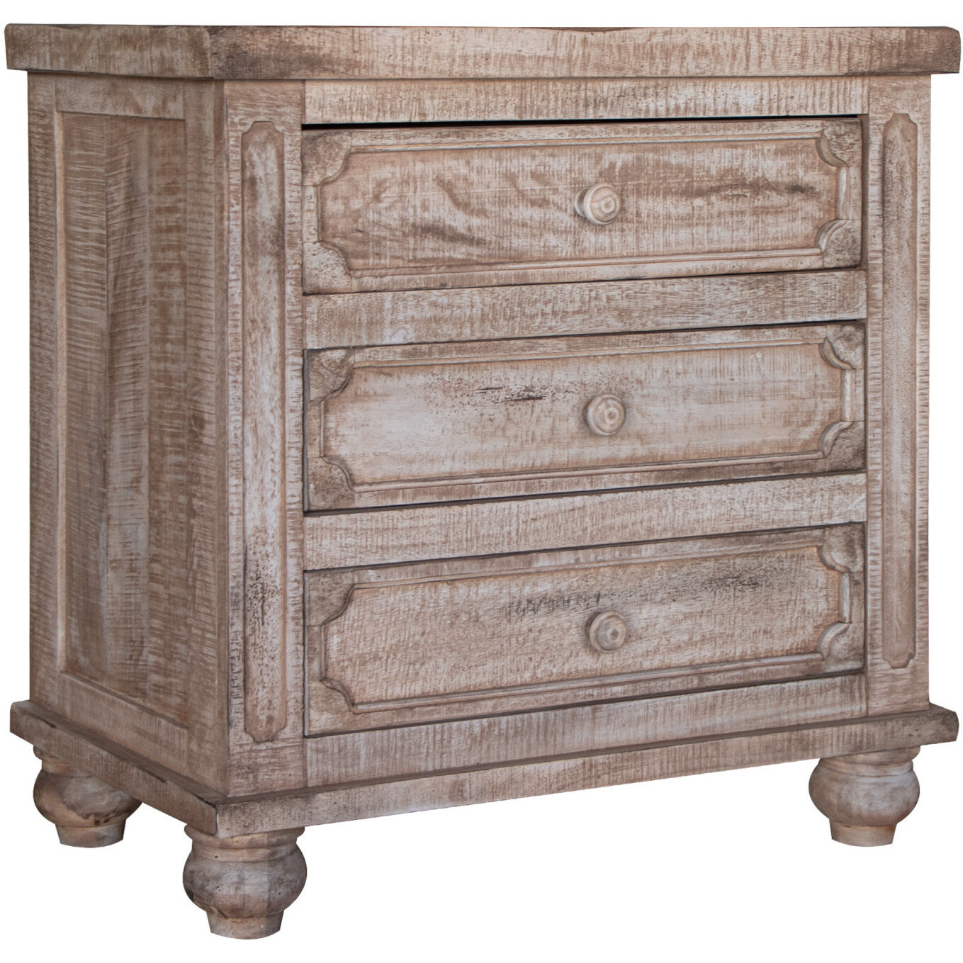31 Wood Brown Three Drawer Nightstand
