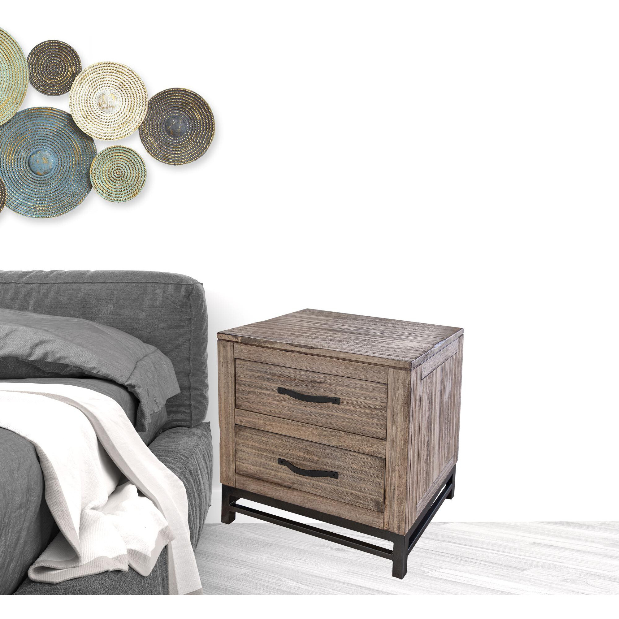 25 Brown Two Drawer Nightstand