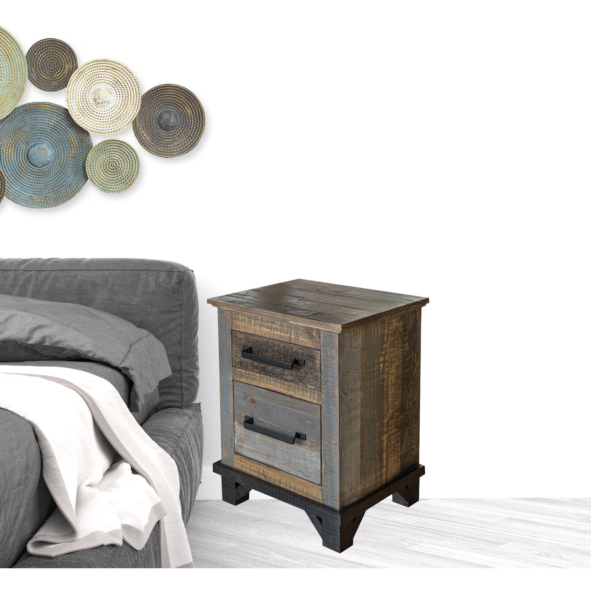 27 Brown Two Drawer Nightstand