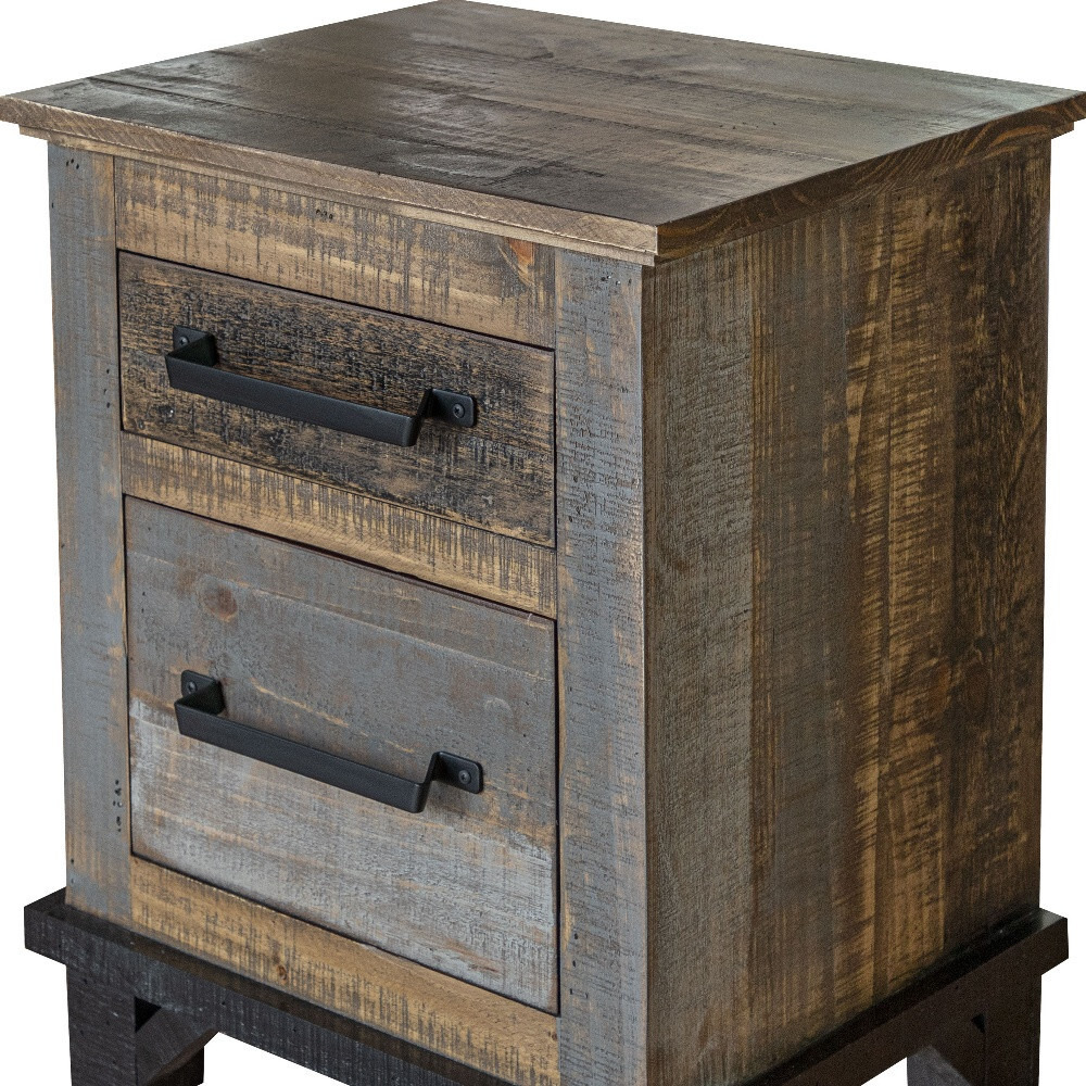 27 Brown Two Drawer Nightstand