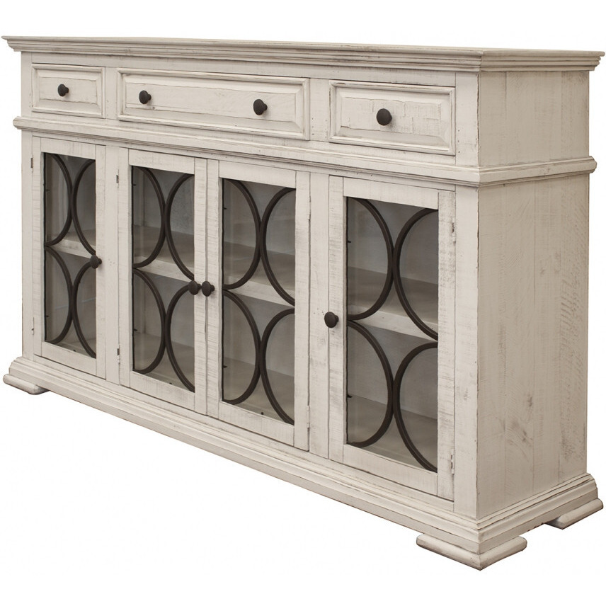 74 Ivory Solid And Manufactured Wood Distressed Credenza