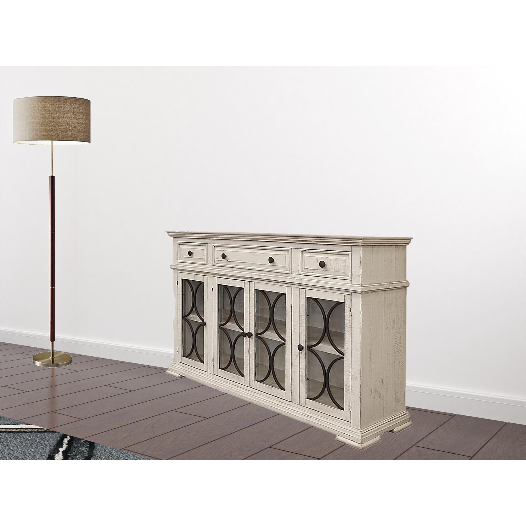 74 Ivory Solid And Manufactured Wood Distressed Credenza