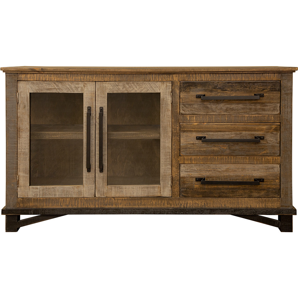 60 Brown Solid And Manufactured Wood Distressed Buffet Table