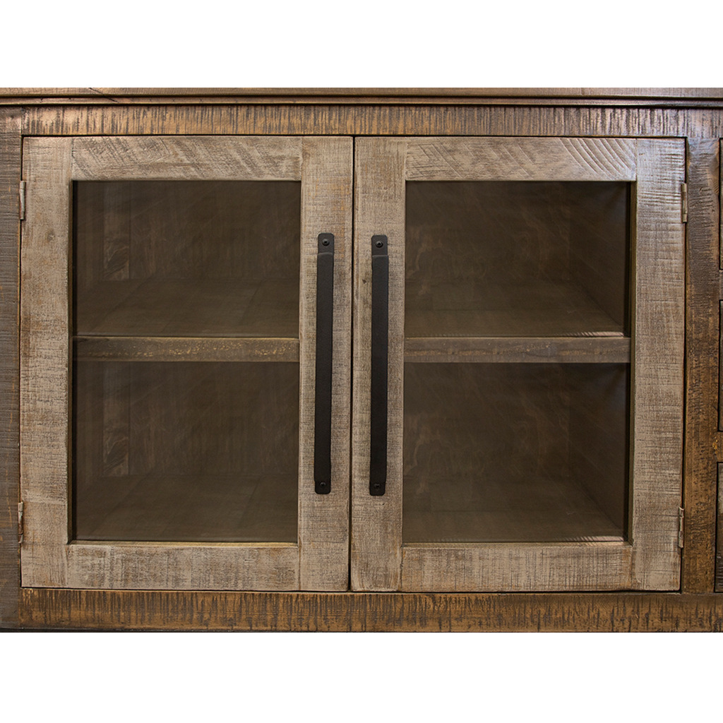 60 Brown Solid And Manufactured Wood Distressed Buffet Table