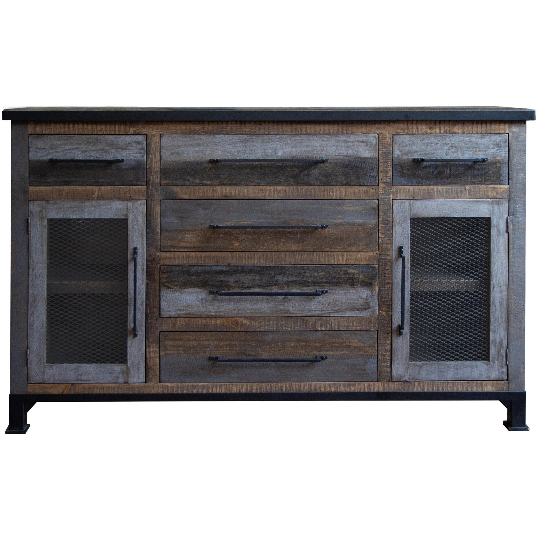 71 Brown Solid And Manufactured Wood Distressed Buffet Table