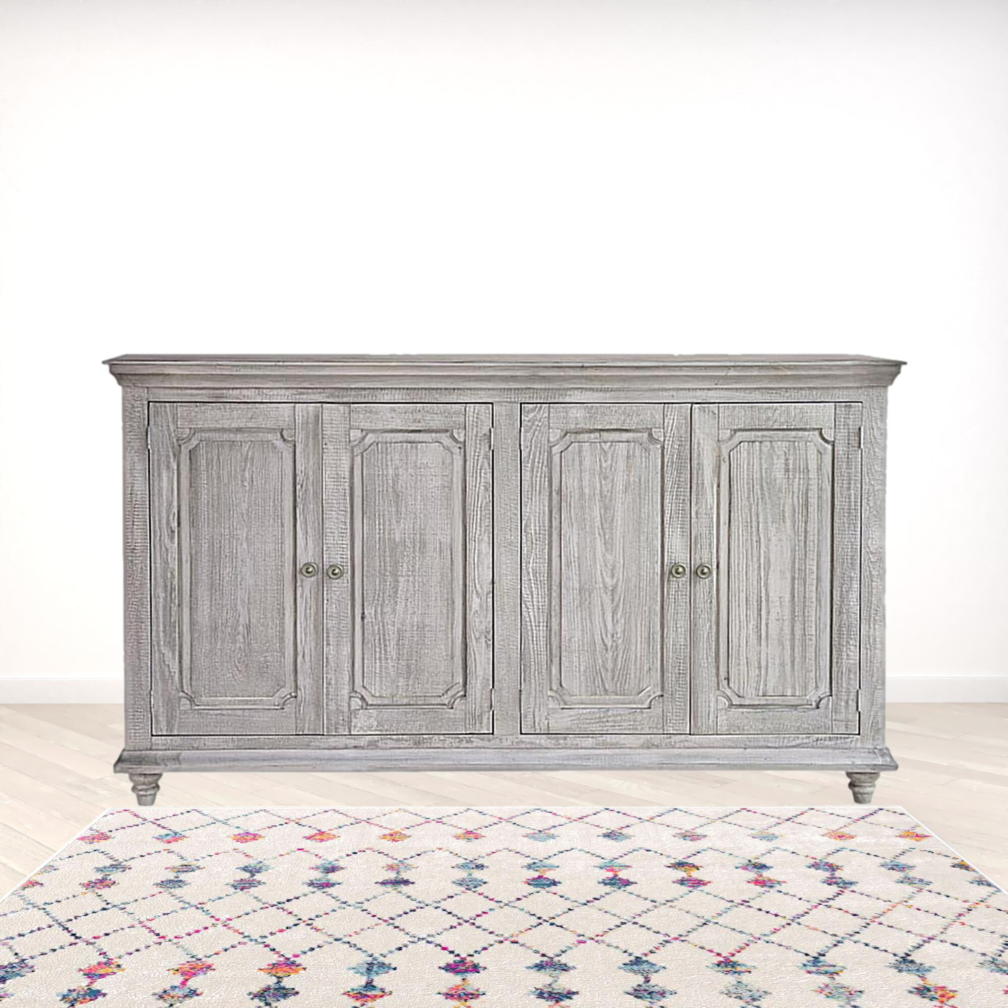 71 Sand Solid And Manufactured Wood Distressed Credenza