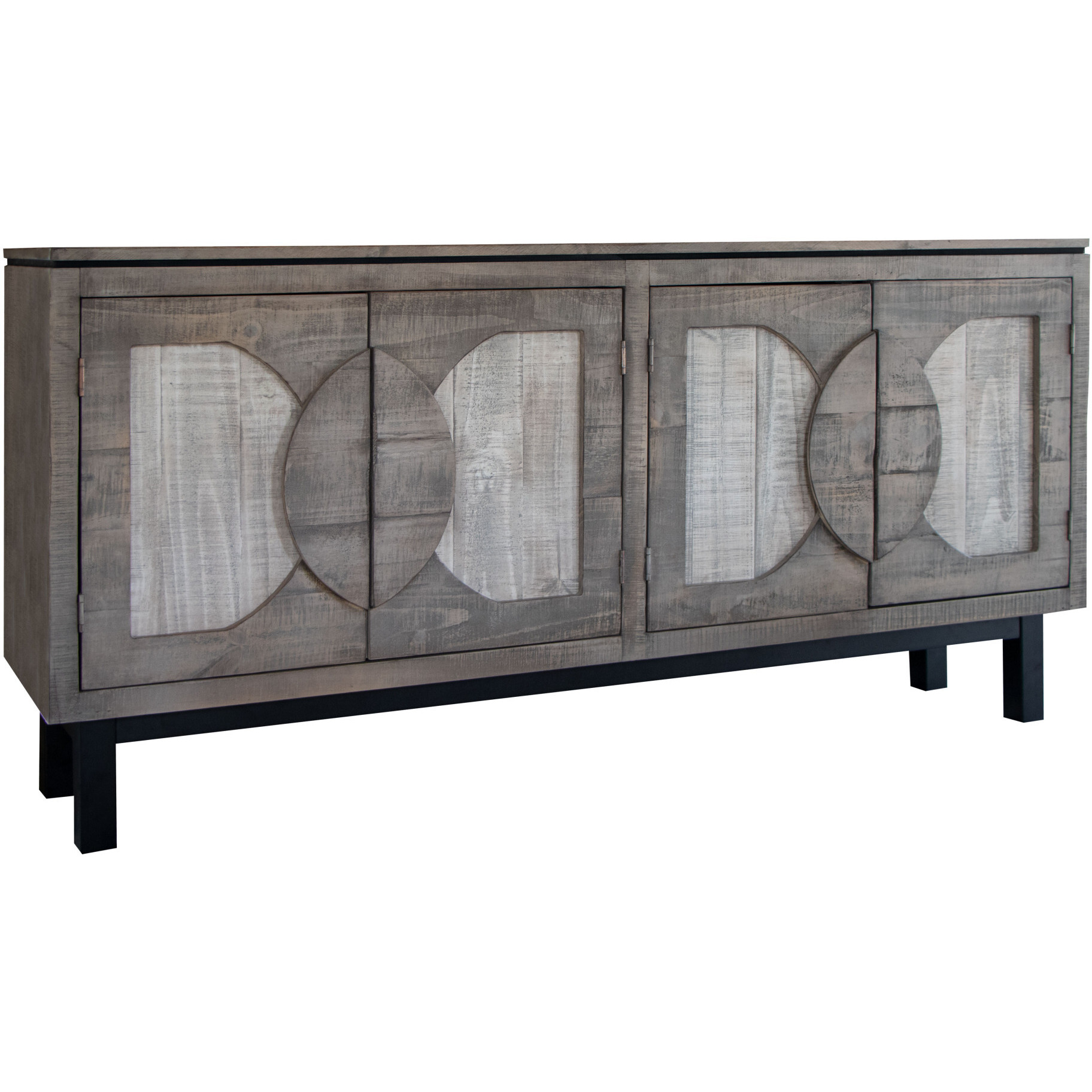 69 Gray Solid And Manufactured Wood Distressed Credenza