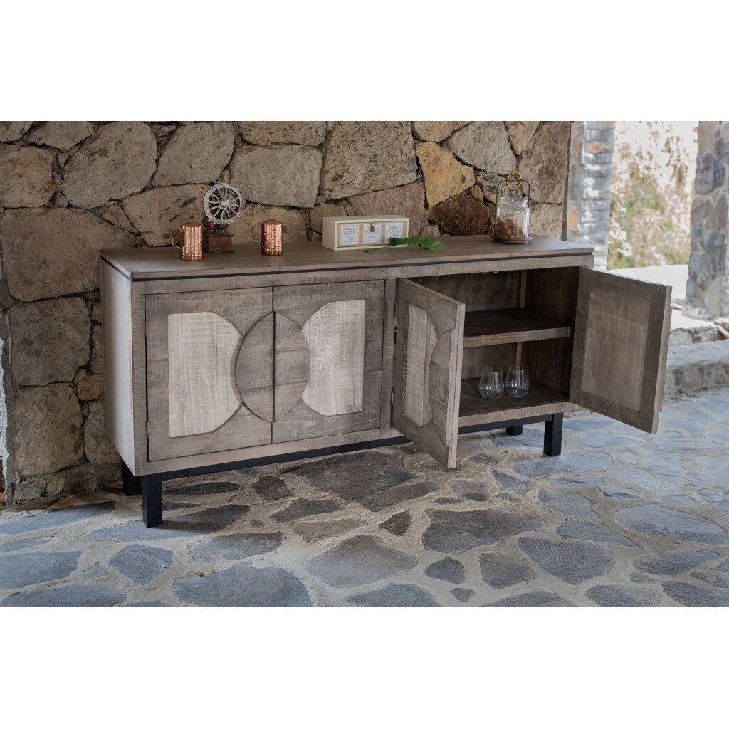 69 Gray Solid And Manufactured Wood Distressed Credenza