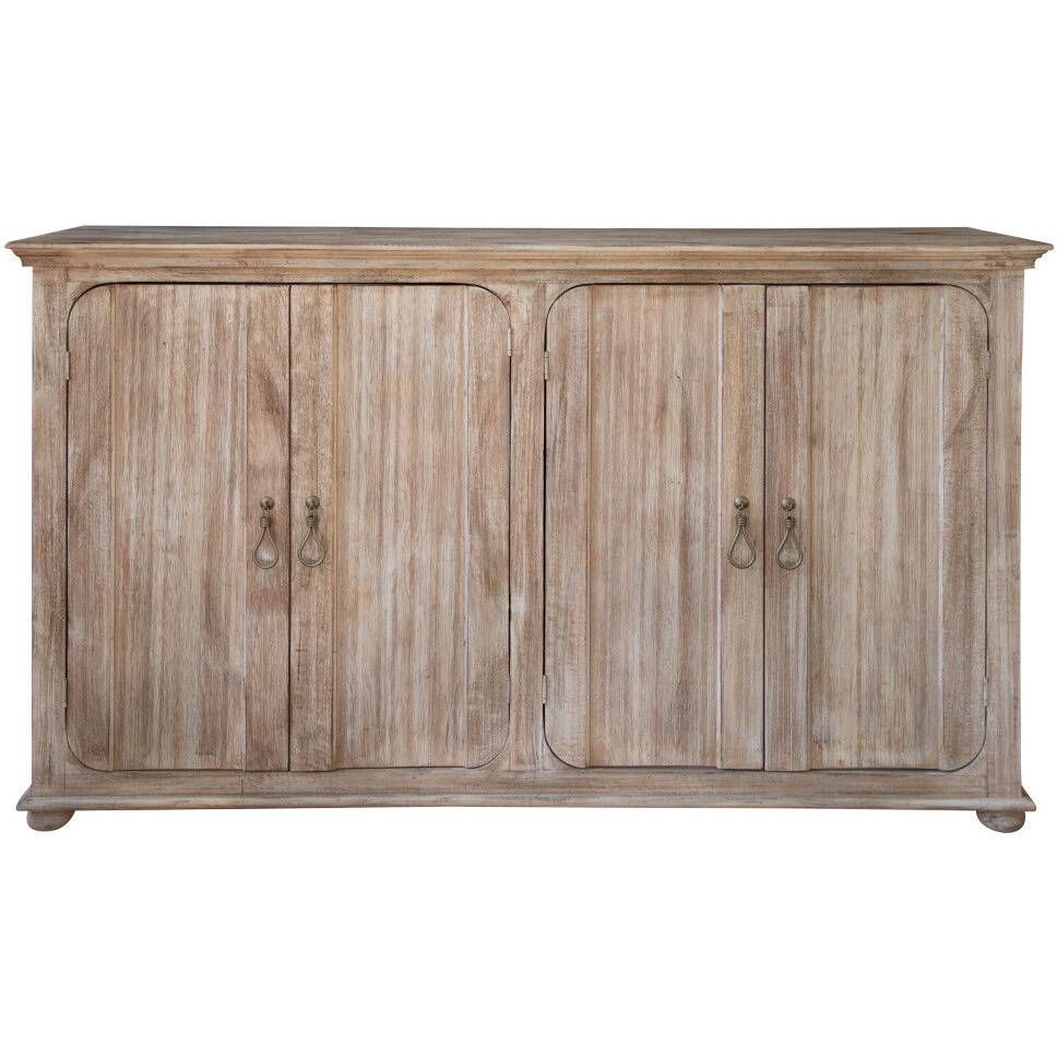 72 Sand Solid And Manufactured Wood Distressed Credenza