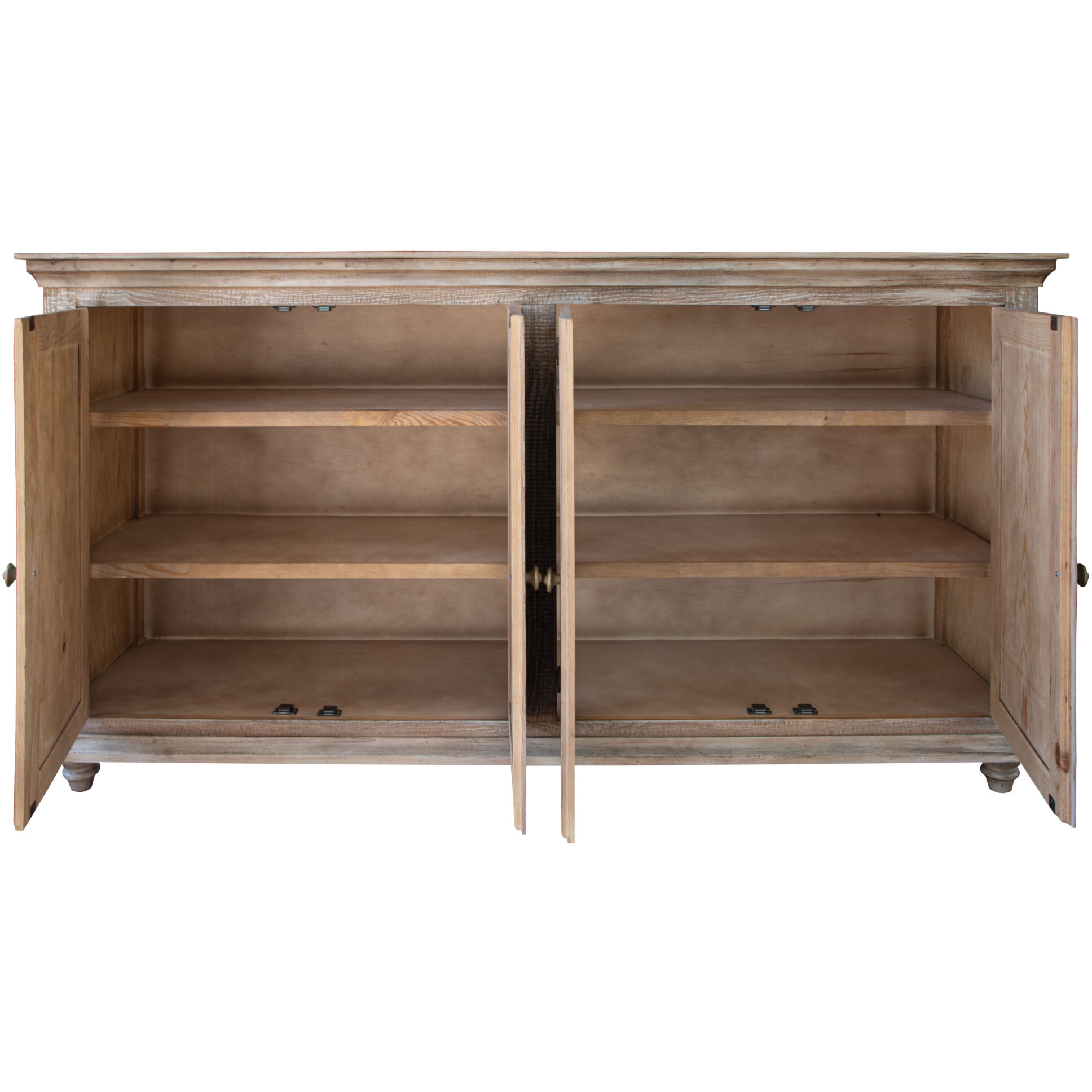 72 Sand Solid And Manufactured Wood Distressed Credenza