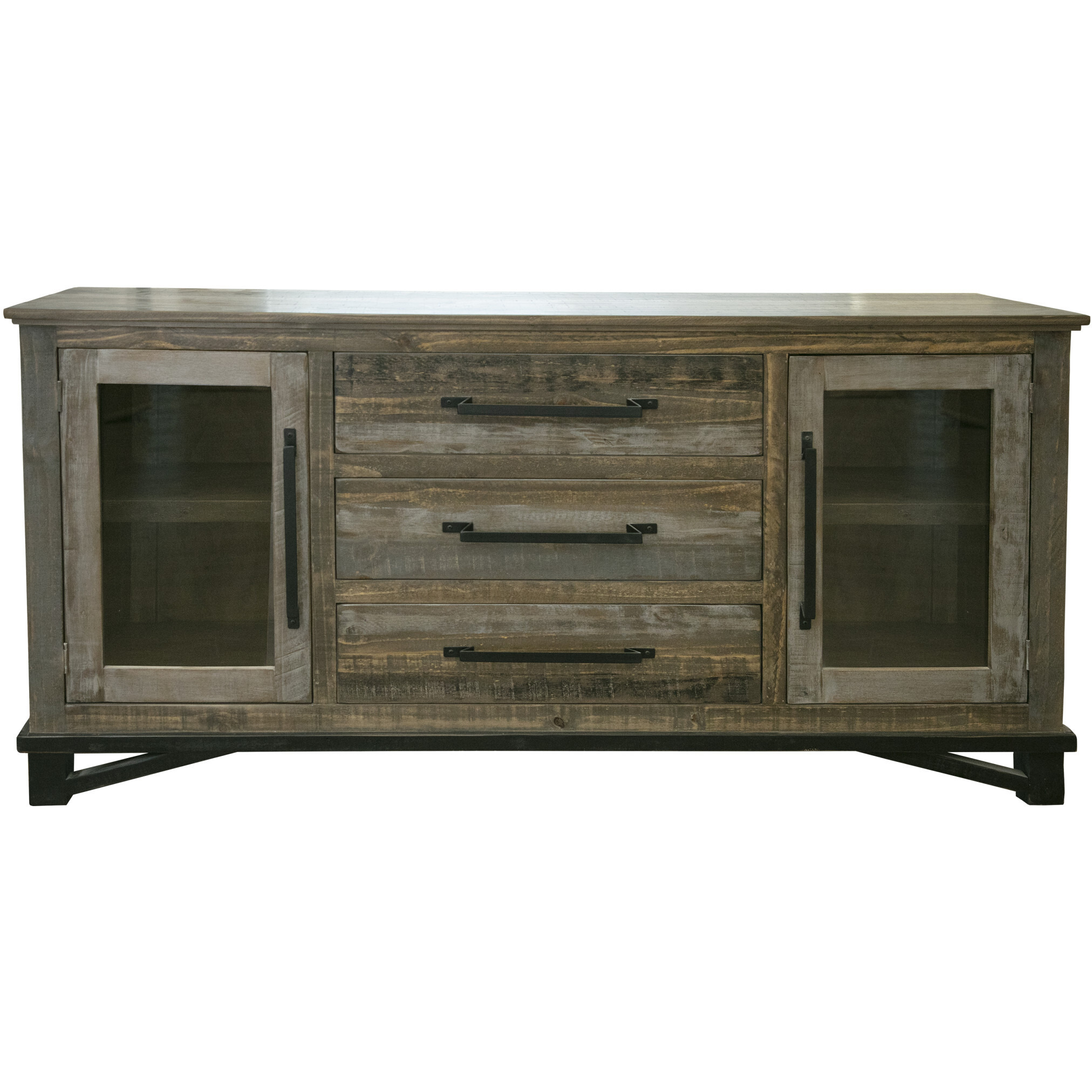 69 Brown Solid And Manufactured Wood Distressed Buffet Table