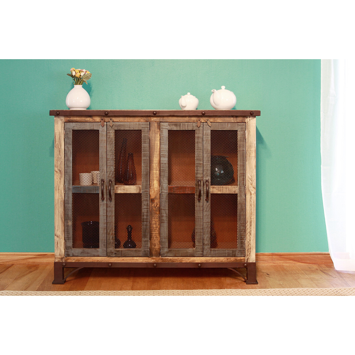 49 Brown Solid And Manufactured Wood Distressed Buffet Table