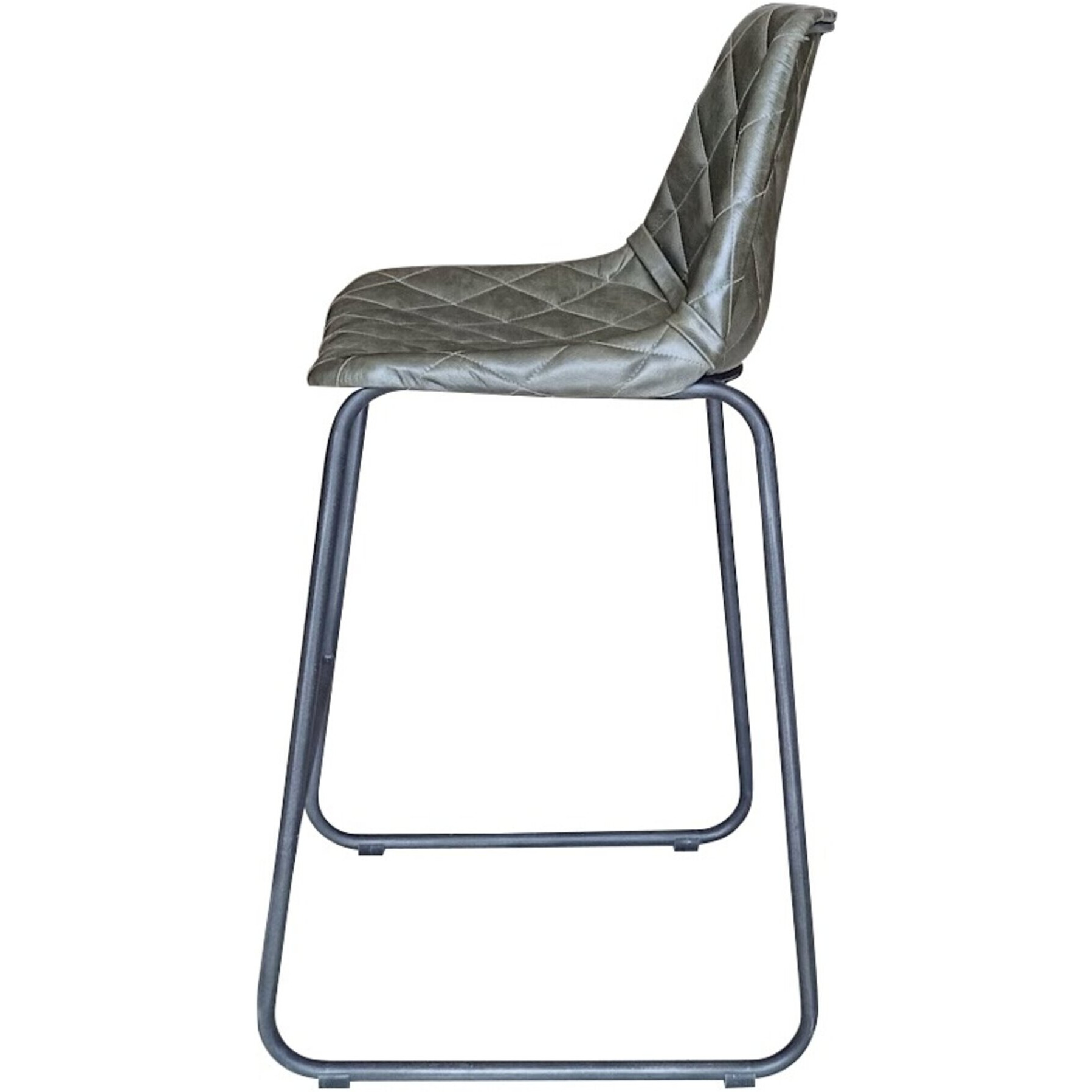 38 Green And Black Leather Counter Height Bar Chair With Footrest