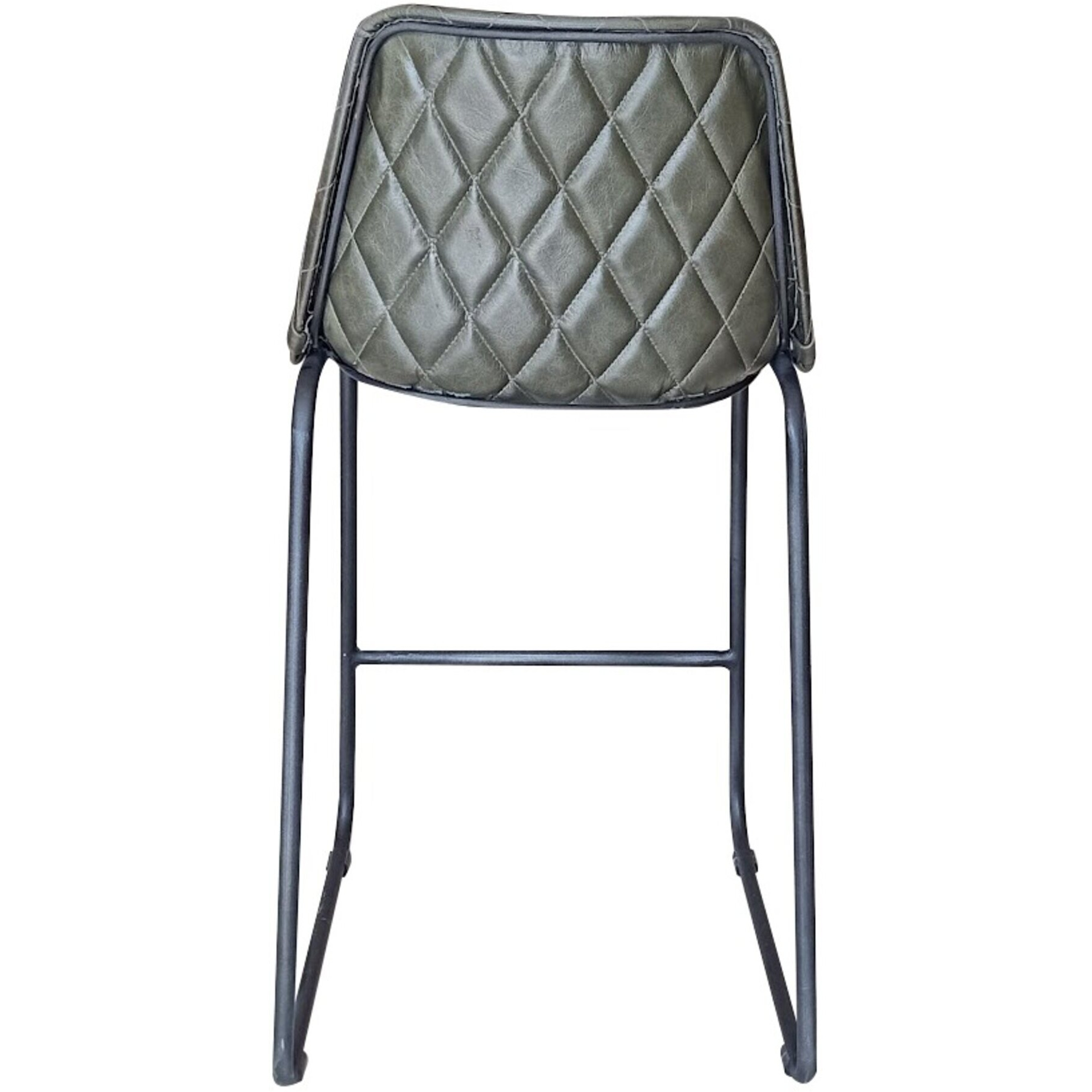 38 Green And Black Leather Counter Height Bar Chair With Footrest