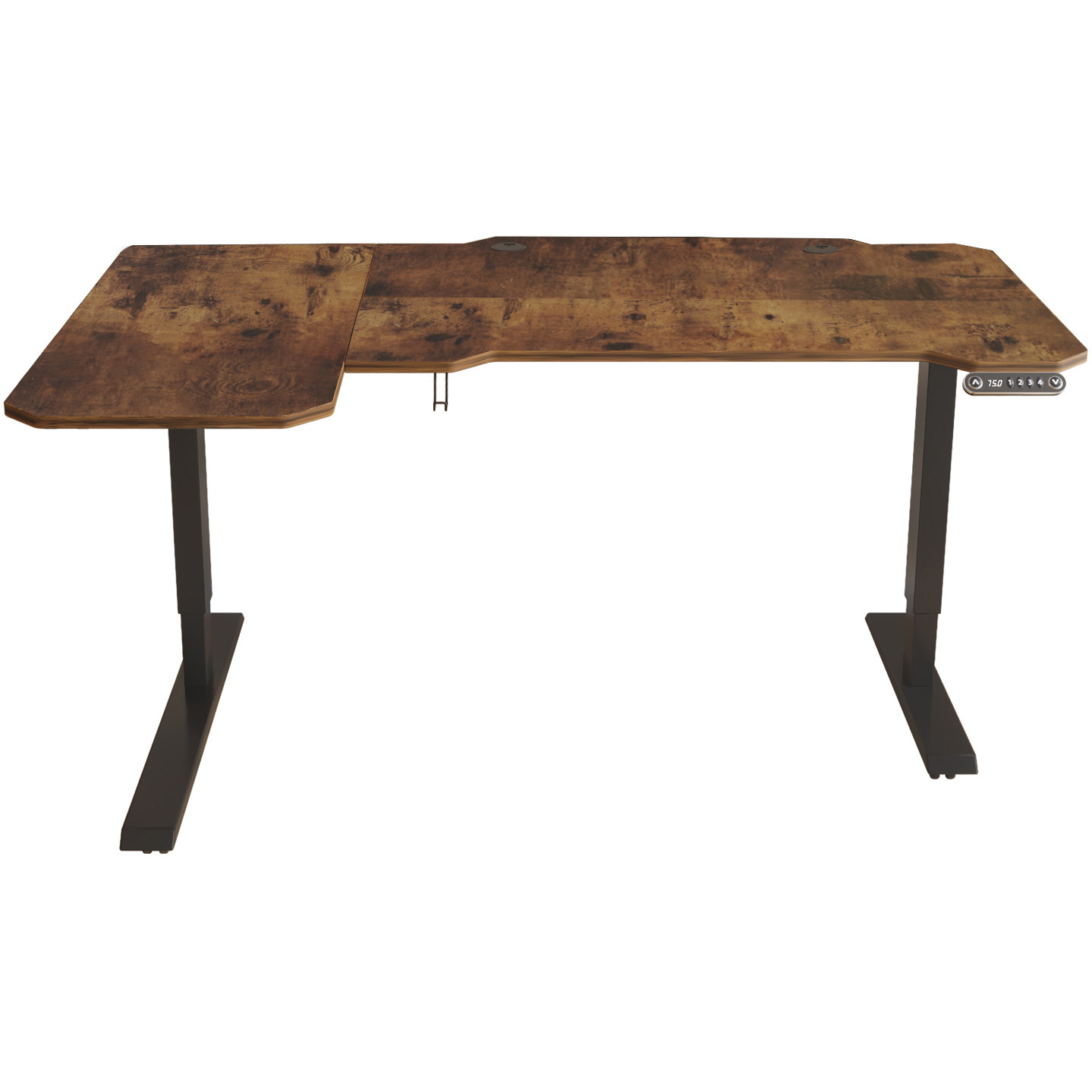 59 Adjustable Brown And Black And Black L Shape Standing Desk