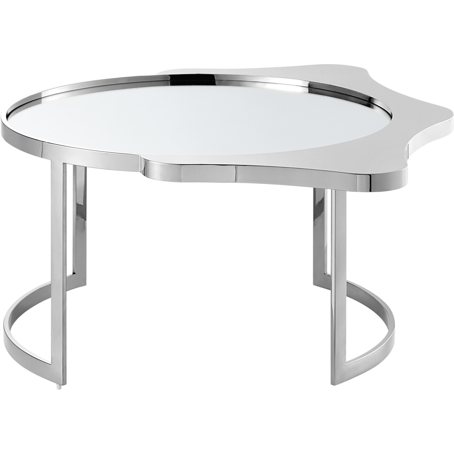 32 Silver Glass Free Form Mirrored Coffee Table