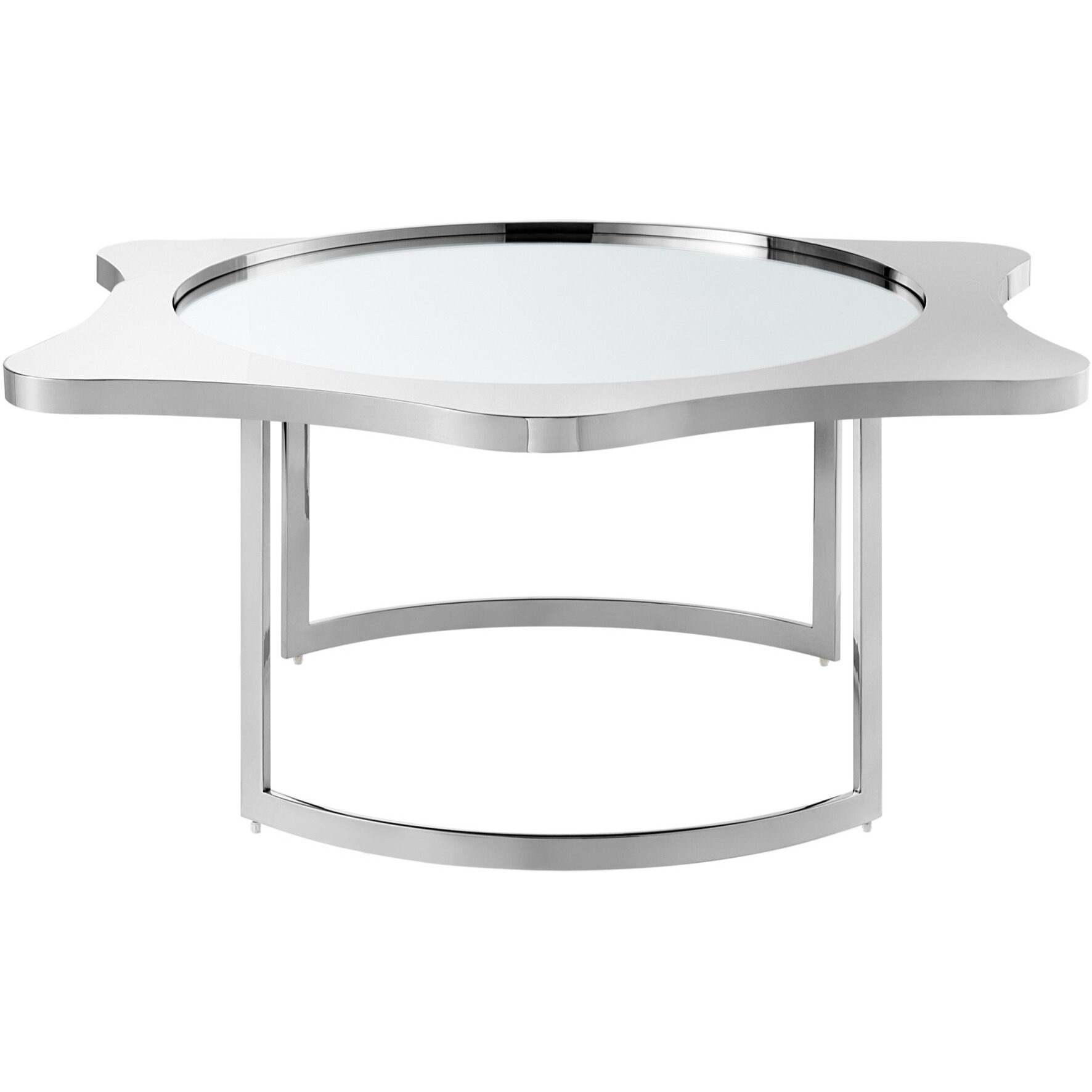 32 Silver Glass Free Form Mirrored Coffee Table