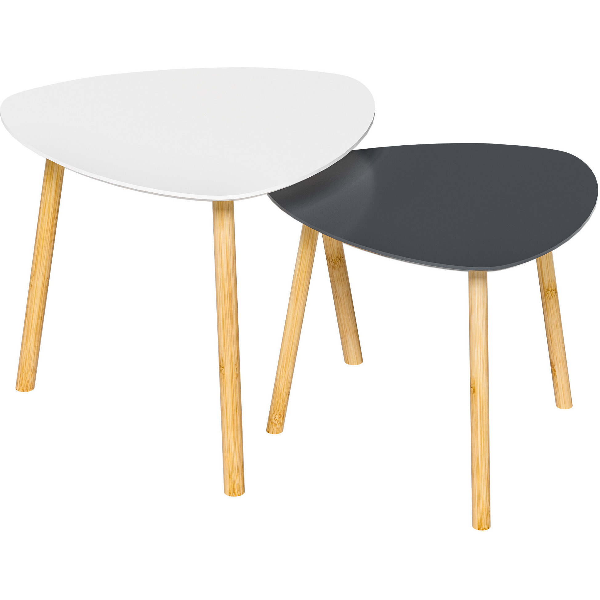 Set Of Two 22 Natural And Gray And White Nested Tables