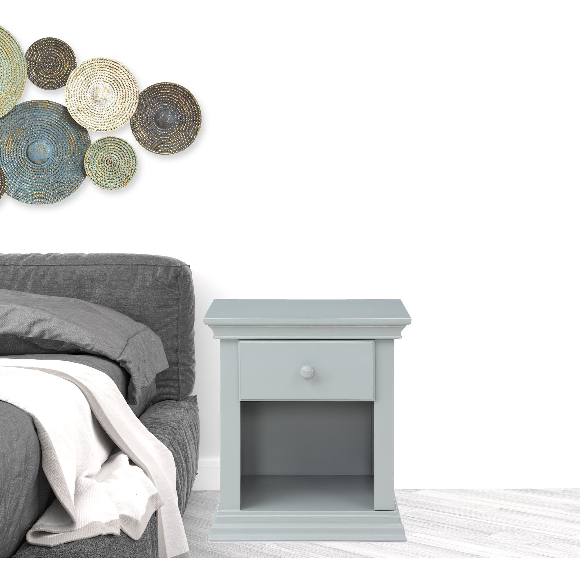 24 Gray One Drawer Nightstand