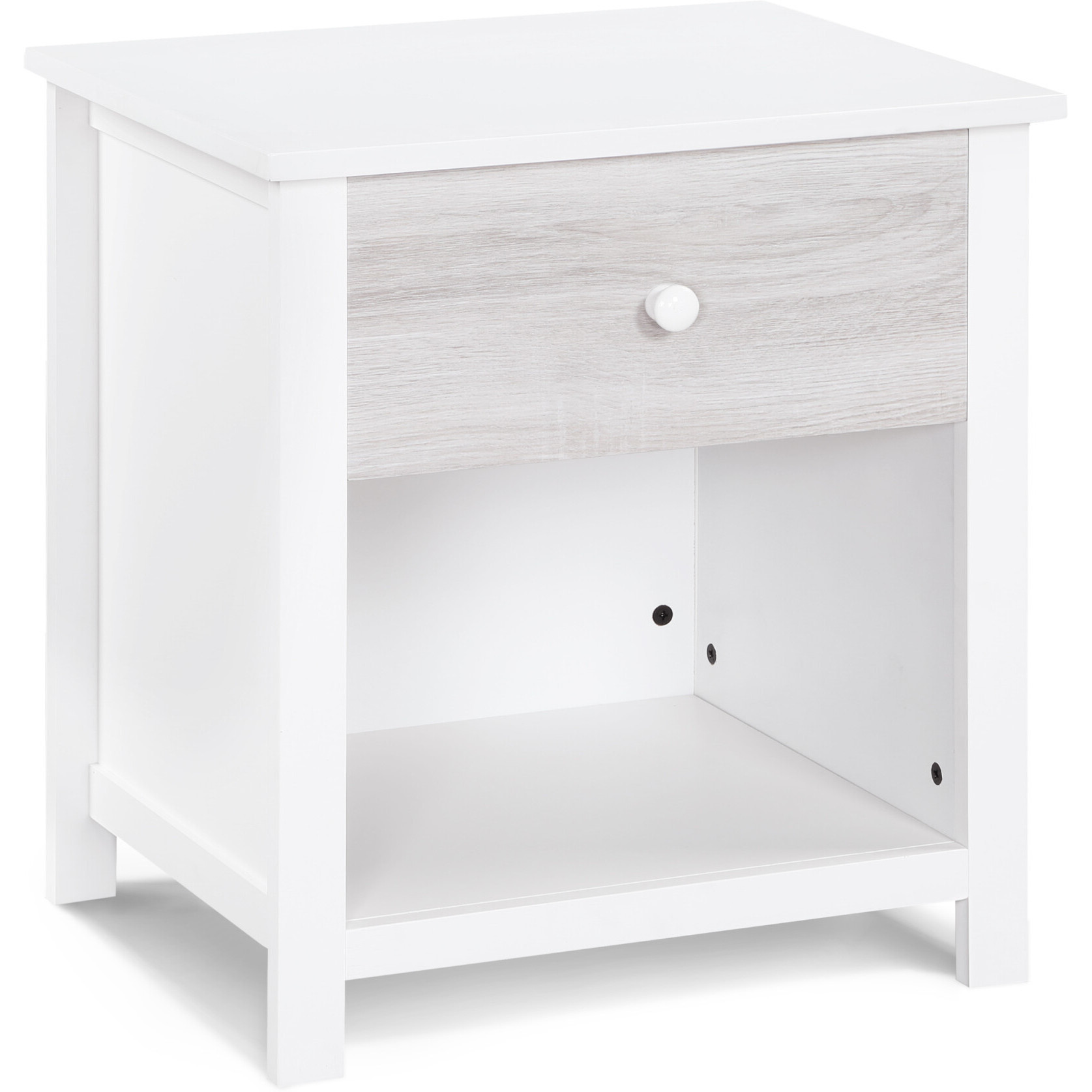 24 White And Gray One Drawer Nightstand