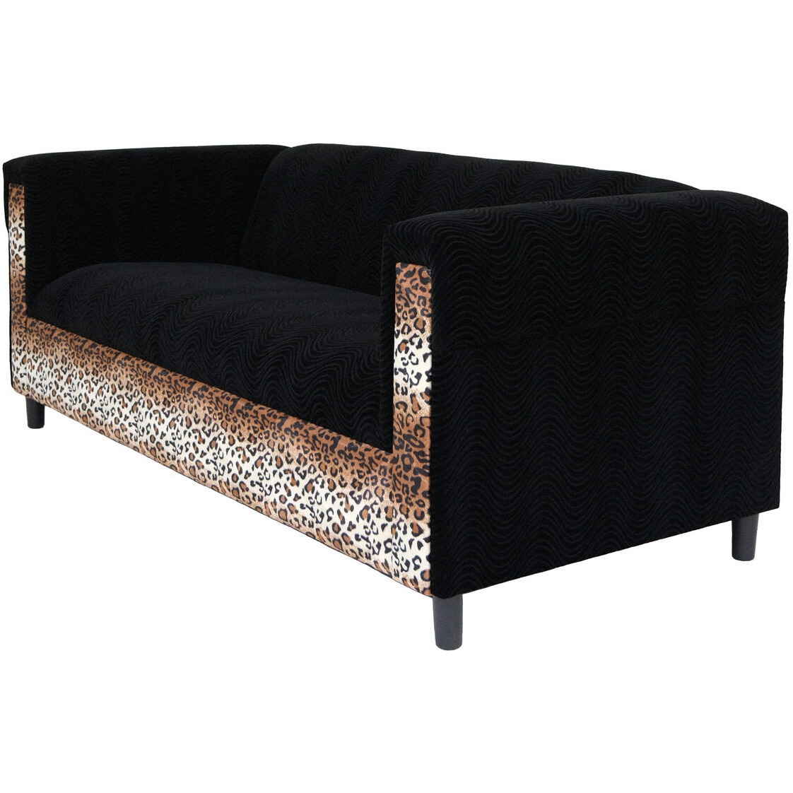 72 Black Velvet Leopard Sofa