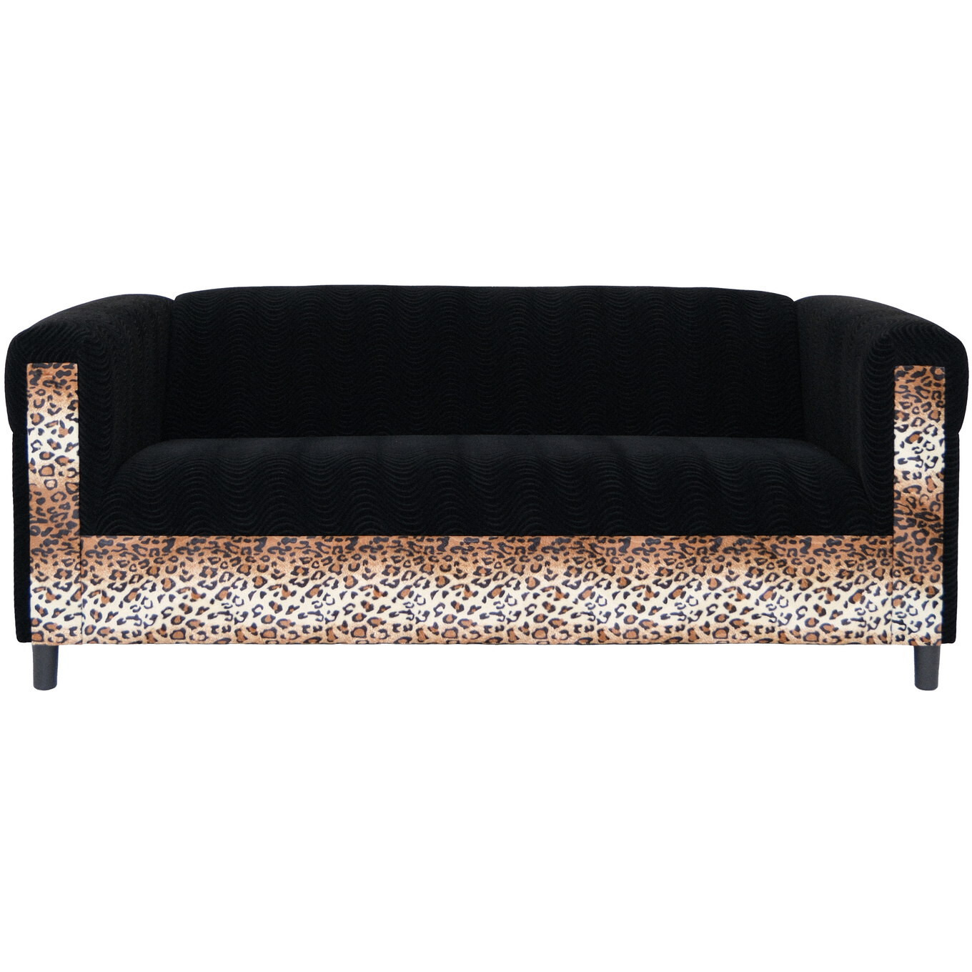72 Black Velvet Leopard Sofa