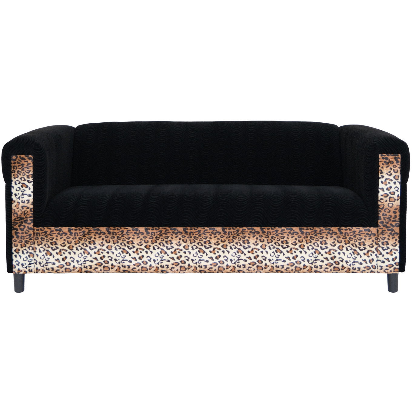 72 Black Velvet Leopard Sofa