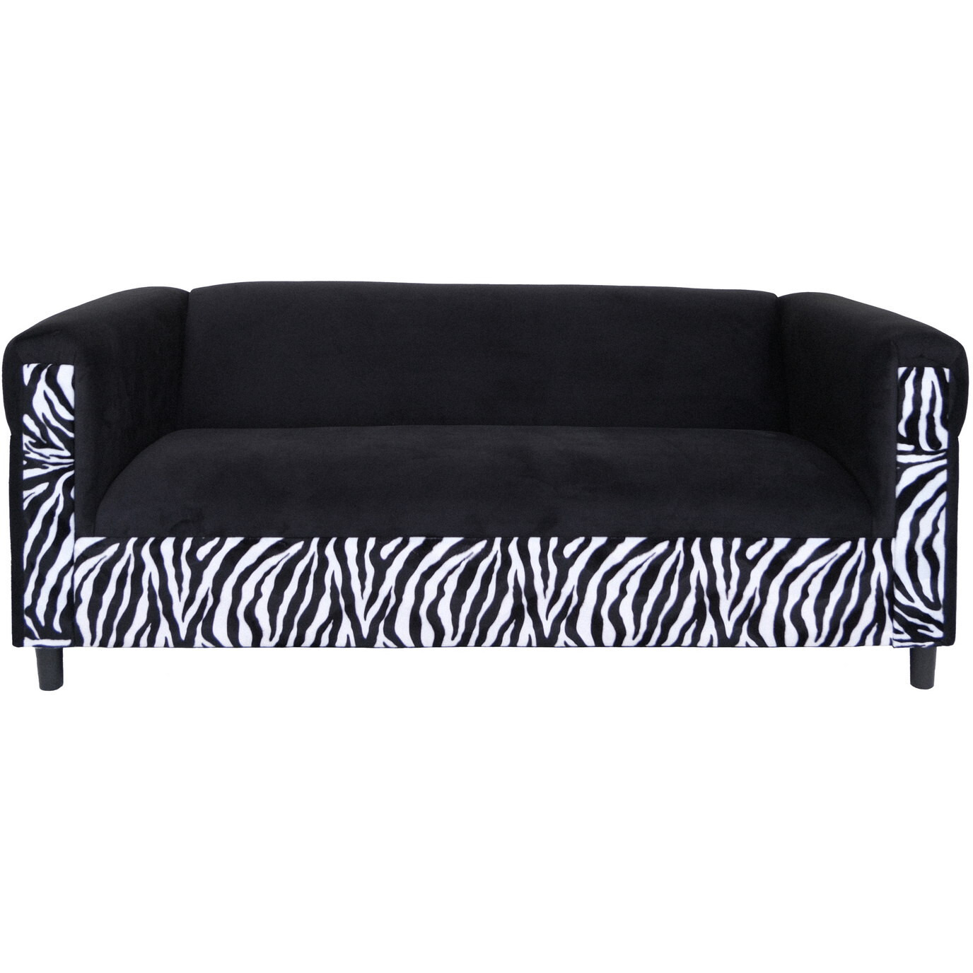 72 Black Velvet Zebra Sofa