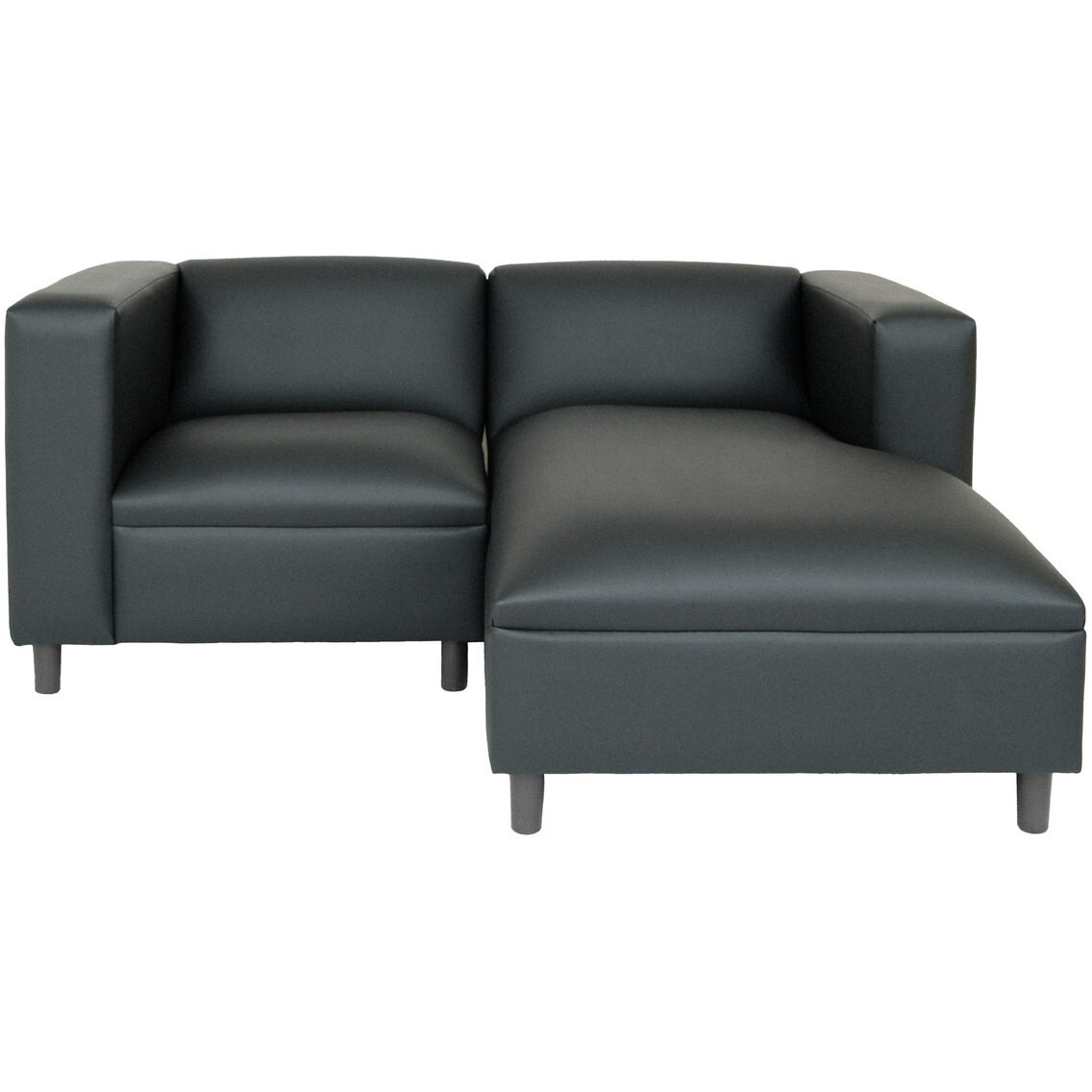 84 Black Faux Leather Sofa Chaise