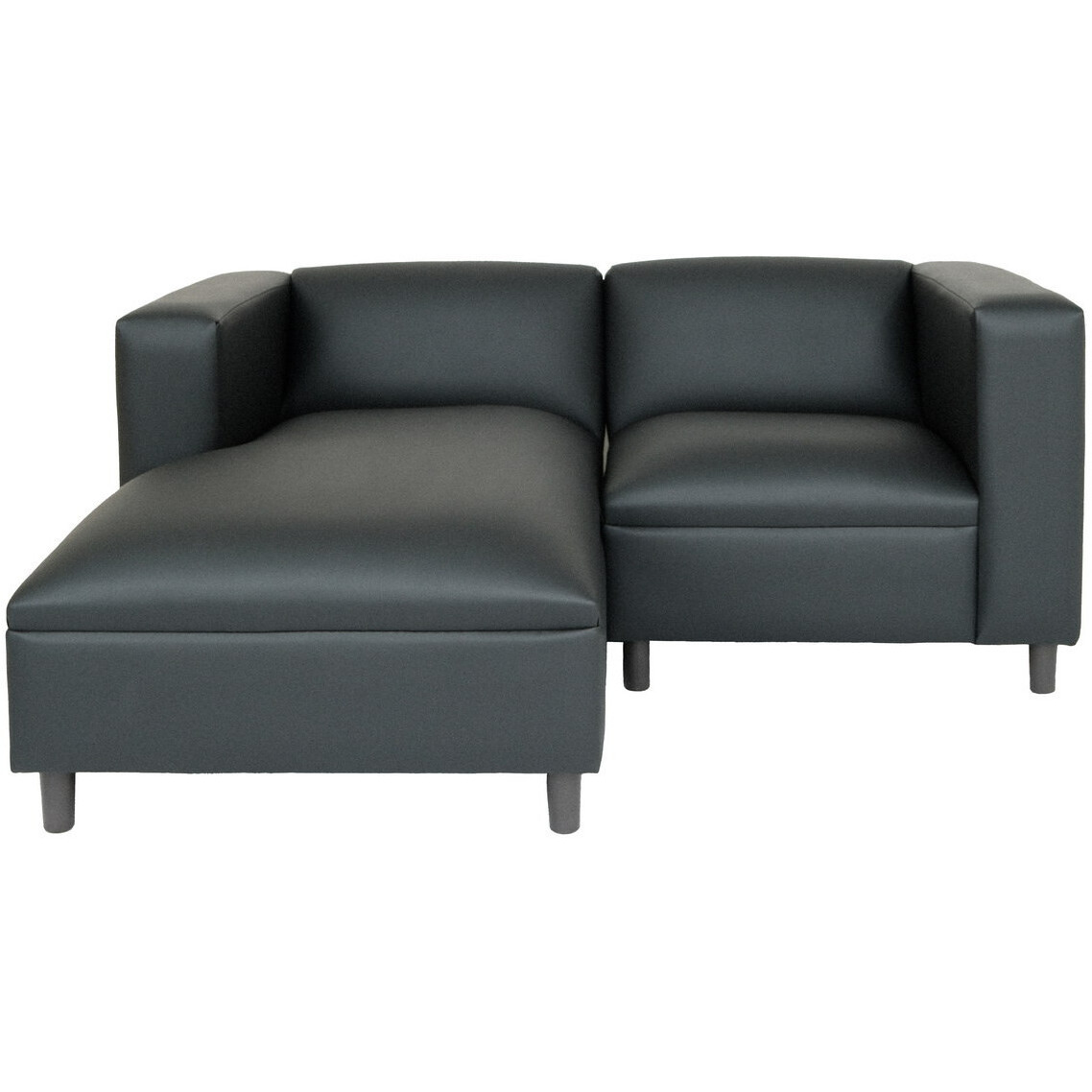 84 Black Faux Leather Sofa Chaise