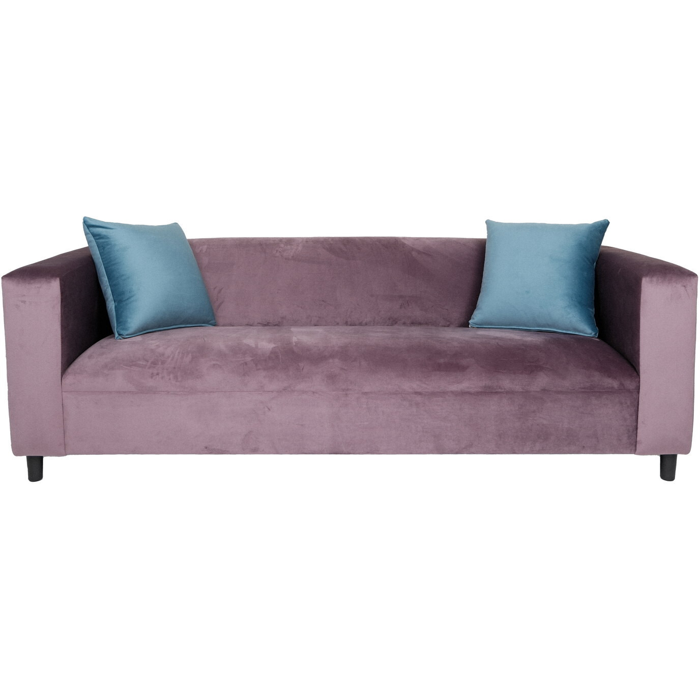 72 Lavender Velvet And Black Sofa With Toss Pillows