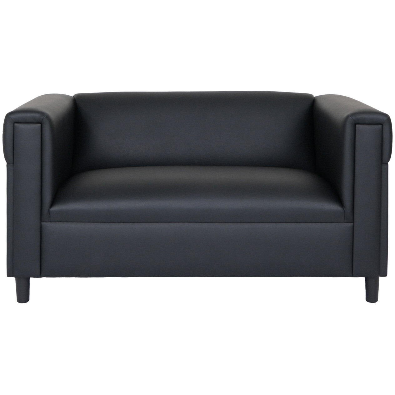 72 Black Faux Leather Love Seat