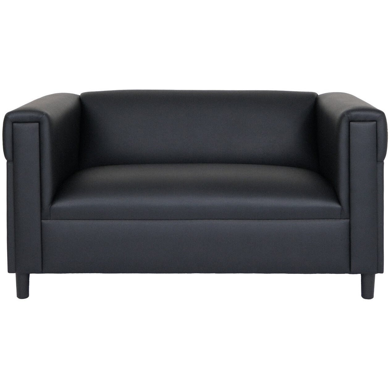 72 Black Faux Leather Love Seat